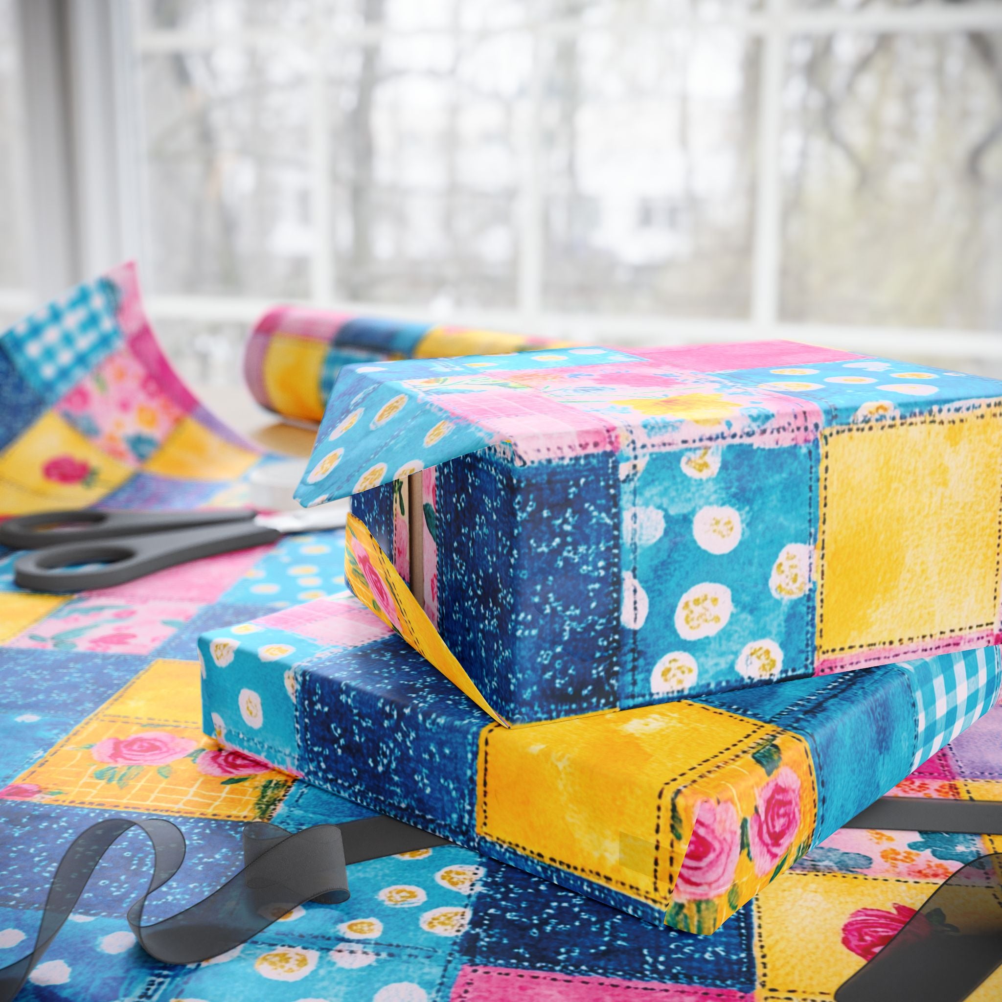 Pastel Patchwork Illusion Wrapping Paper — Soft Pastel Gift Wrap for Birthdays & Baby Showers