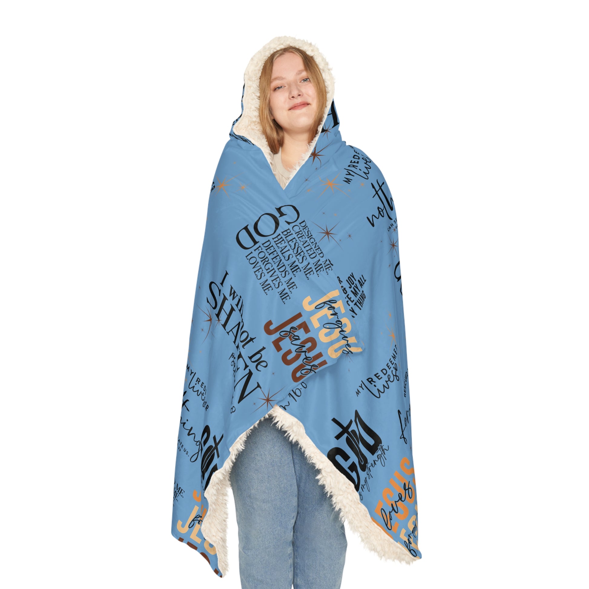 Jesus Quotes Bible Verse Blanket –Hooded Blanket – Ultra-Soft Wearable Throw with Vibrant Floral Art, Cozy Warm Snuggle Gift for Adults & Kids