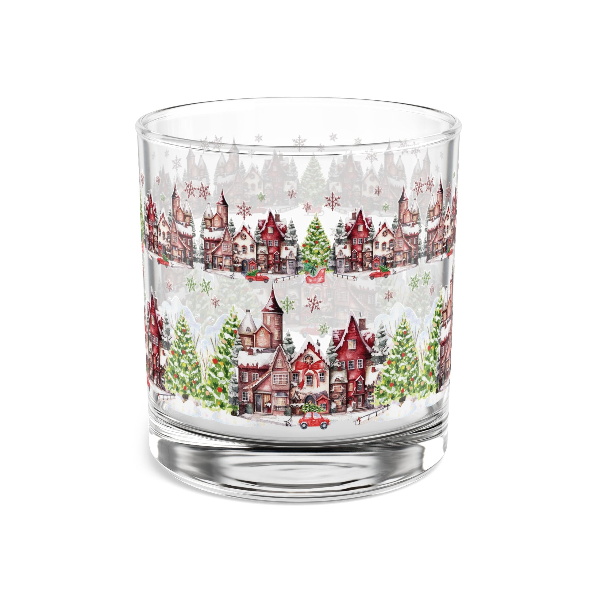 Village Glass Vintage Christmas Rocks Glass, 10oz Festive Holiday Drinkware with Classic Design, Perfect for Cocktails and Spirits, Ideal Gift for Christmas Celebrations and Home Décor - MRSBYVALLE