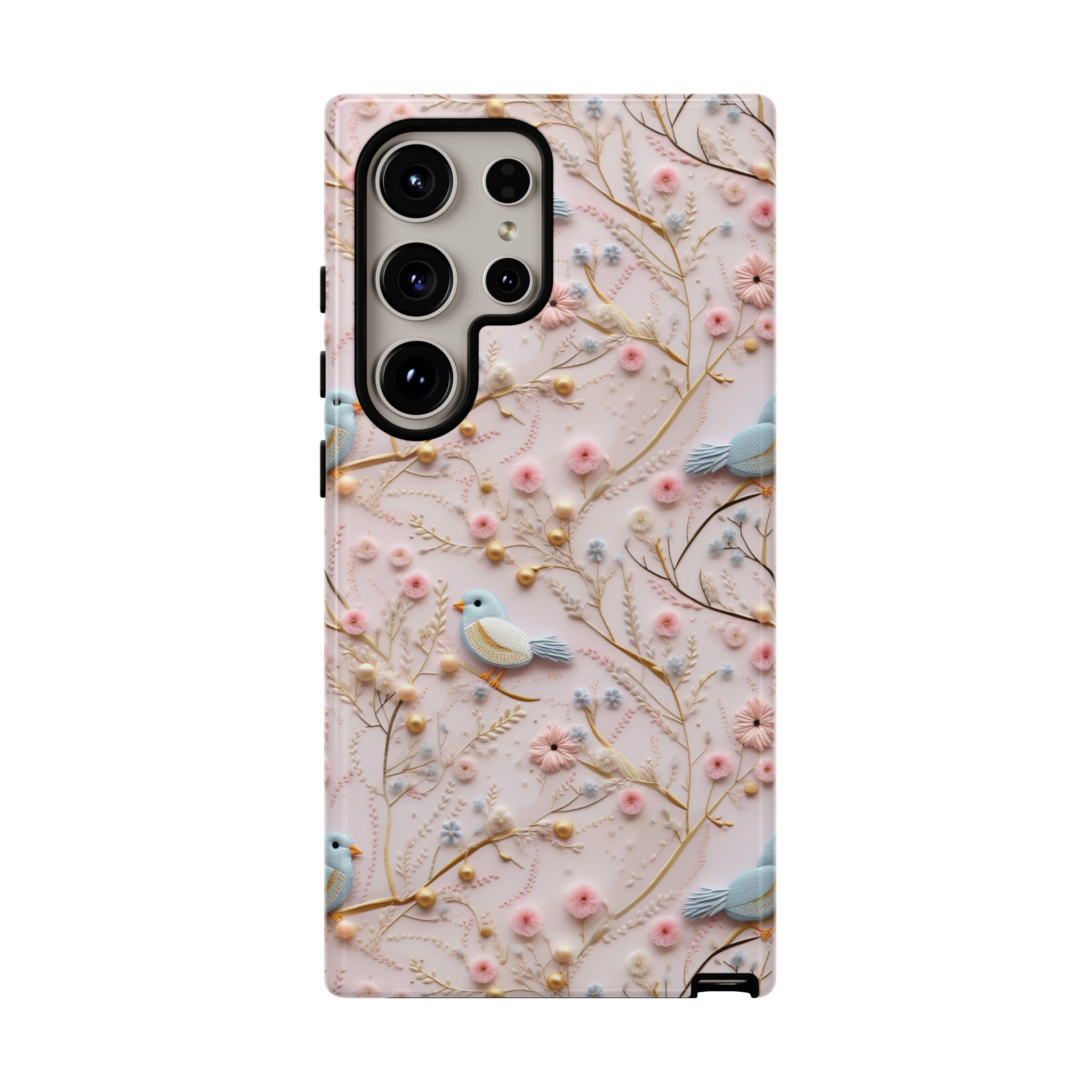 3D Birds Elegant Faux Flowers Phone Case Stylish & Durable for iPhone Samsung Gift iPhone 15, 14, 13 Samsung Pixel Gift for Mom Accessory Gift for Her