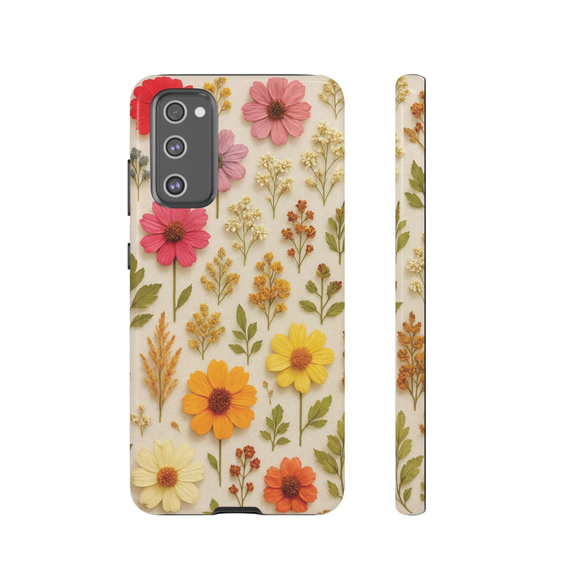 Dried Flowers Illusion Phone Case – Realistic Botanical Aesthetic, Colorful Pressed Floral Art, Trendy Nature-Inspired Protective Cover  iPhone & Samsung Models
