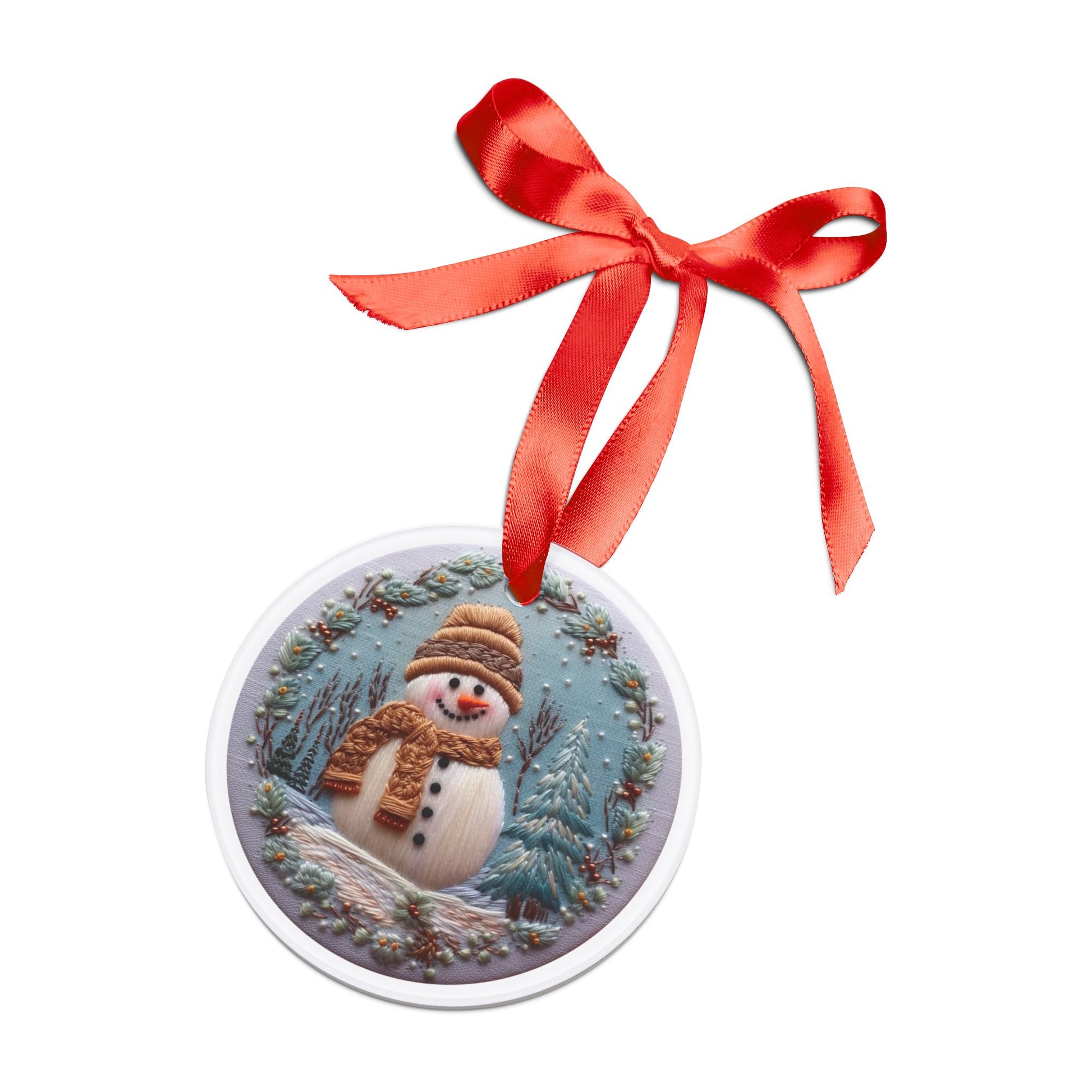 Christmas Snowman Ornament 3D Illusion Acrylic with Ribbon - Festive Holiday Décor, Perfect Gift for Tree, Home, Office | Unique Christmas Decoration Holiday Keepsake Ideal for Tree Trimming and Gift Giving