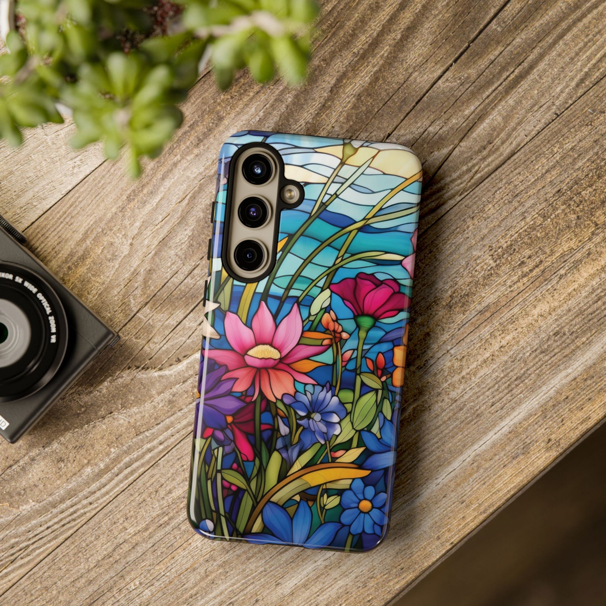 Wildflowers Stain Glass Illusion Phone Case Unique Holiday Protection for Your Device | Stylish & Durable Cover Gift for Her Phone 15, Samsung iPhone Samsung Accessory Gift for Her