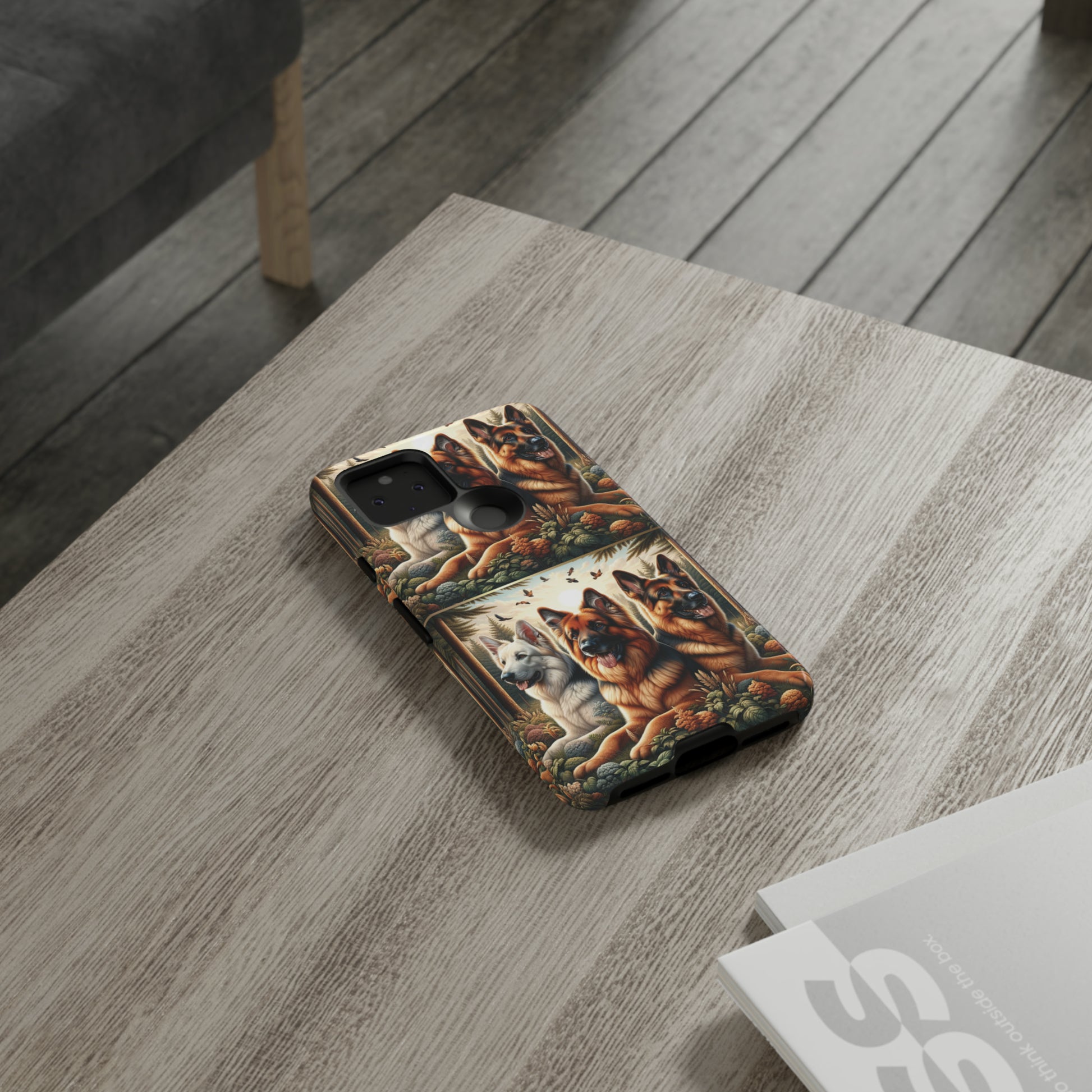 German Shepherd Phone Tough Case Floral Elegant Durable Dog Lover Devices iPhone 15, Samsung iPhone Samsung Accessory Gift for Her.