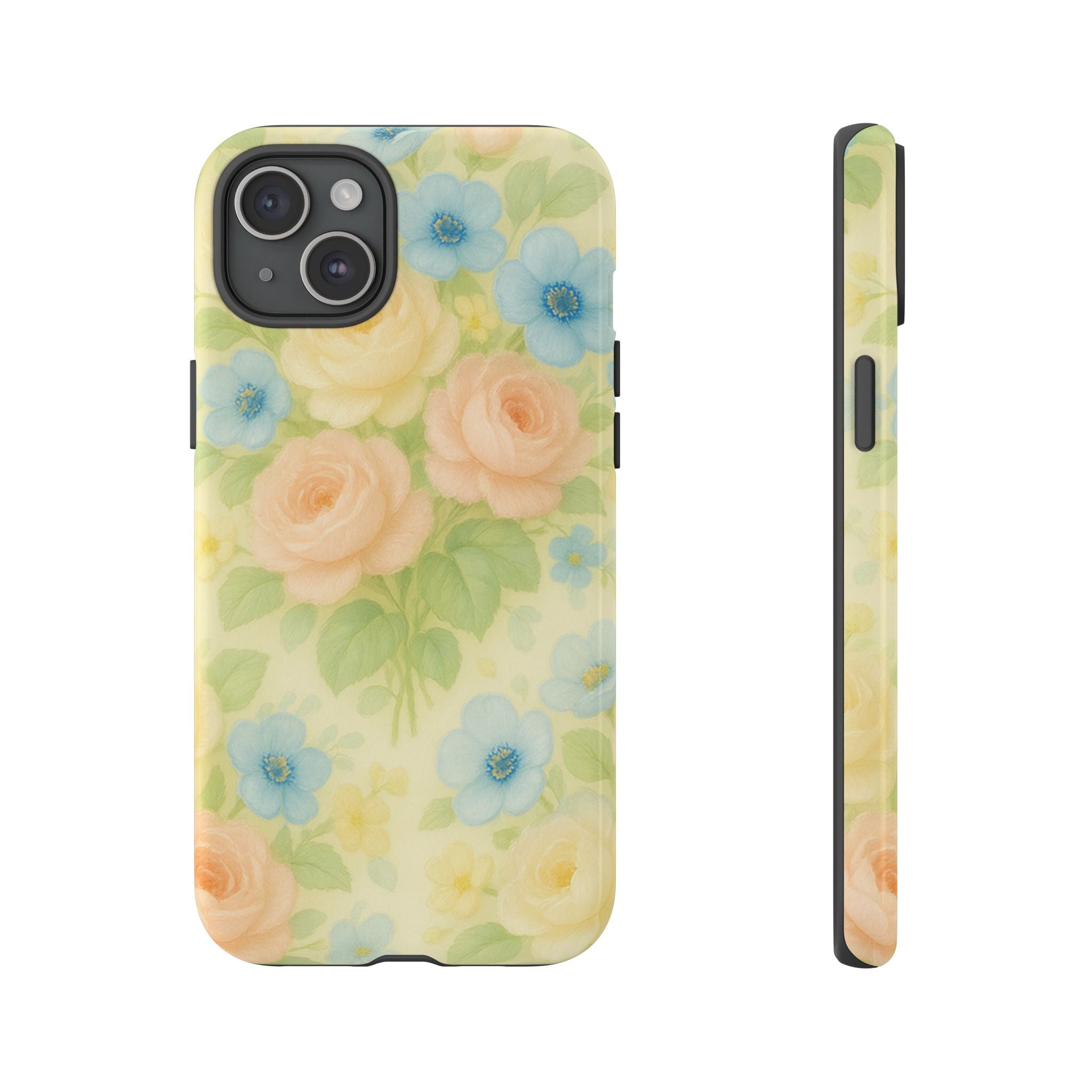 Pastel Yellow Vintage Floral Phone Case  Romantic Cottagecore Aesthetic, Soft Botanical Design, Protective Gift for Her, Fits iPhone & Samsung Models