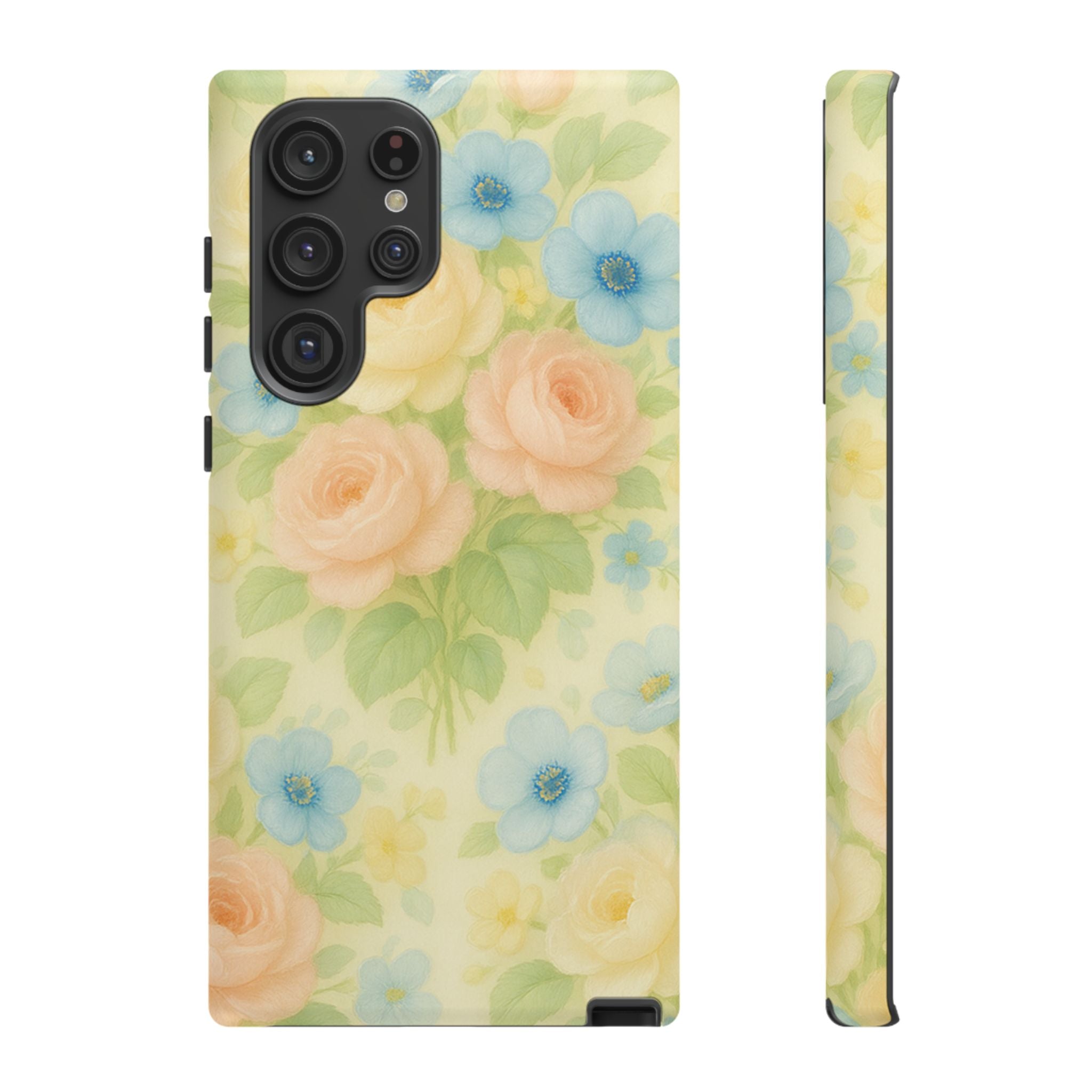 Pastel Yellow Vintage Floral Phone Case  Romantic Cottagecore Aesthetic, Soft Botanical Design, Protective Gift for Her, Fits iPhone & Samsung Models