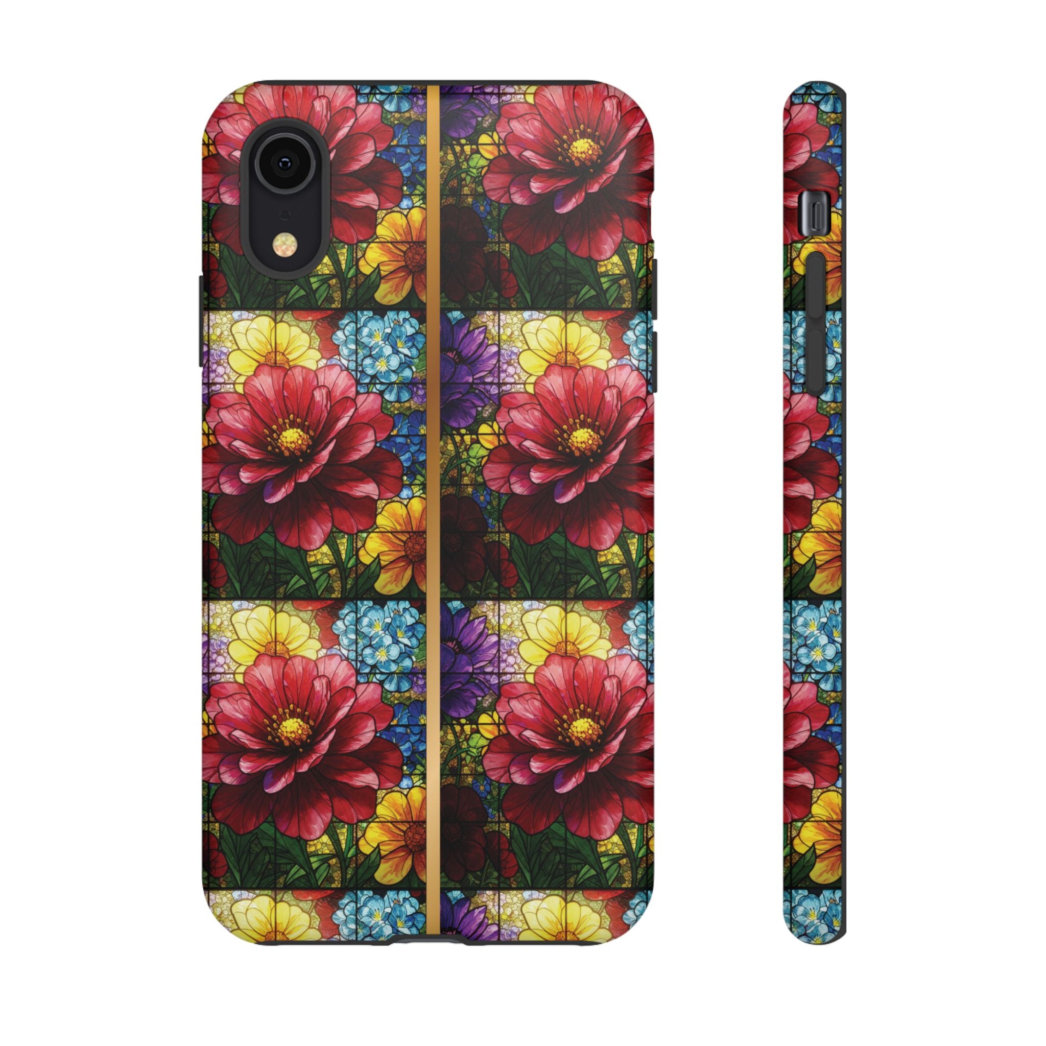 Stained Glass Illusion Floral Phone Case  3D Colorful Flower Design, Protective Christian Gift, Fits iPhone, Samsung, Google Pixel