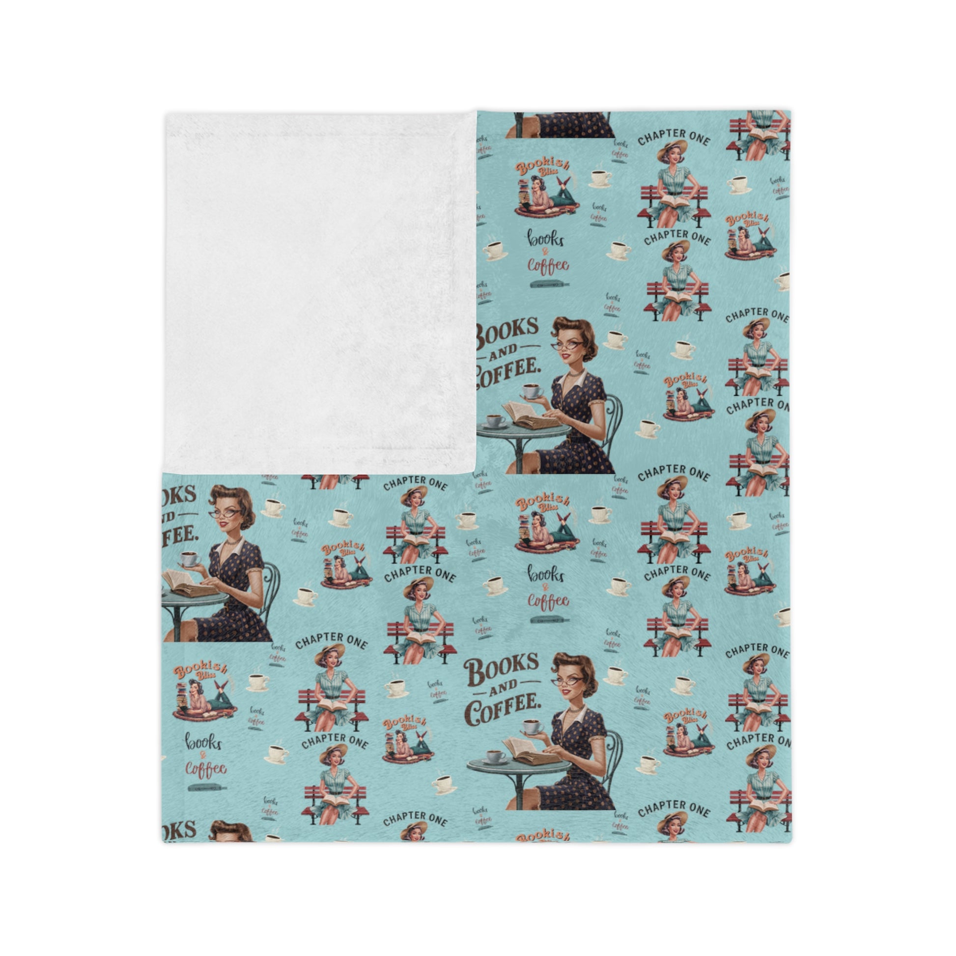 Books and Coffee Retro 50s Minky Blanket Throw Ultra-Soft Minky Blanket Cozy Comfort Blanket Elegant Home Decor Plush Microfiber for Maximum Comfort Blanket, Perfect for Snuggling Decor, Cozy All-Season Warmth, Housewarming Gift Throw - MRSBYVALLE