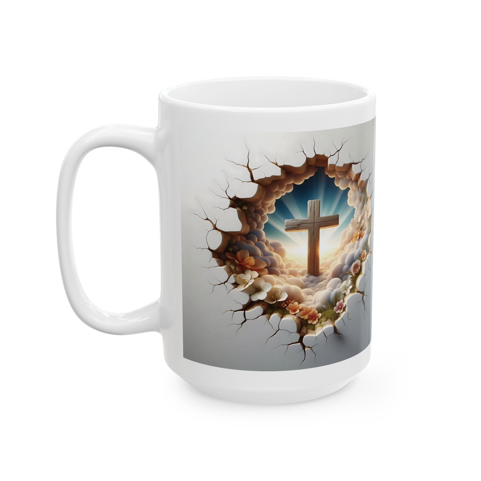 3D Cross Illusion Ceramic Mug – Elevate Your Sip with Spiritual Style, Available in 11oz & 15oz, Ideal for Coffee, Tea, or Hot Chocolate Moments That Inspire - MRSBYVALLE