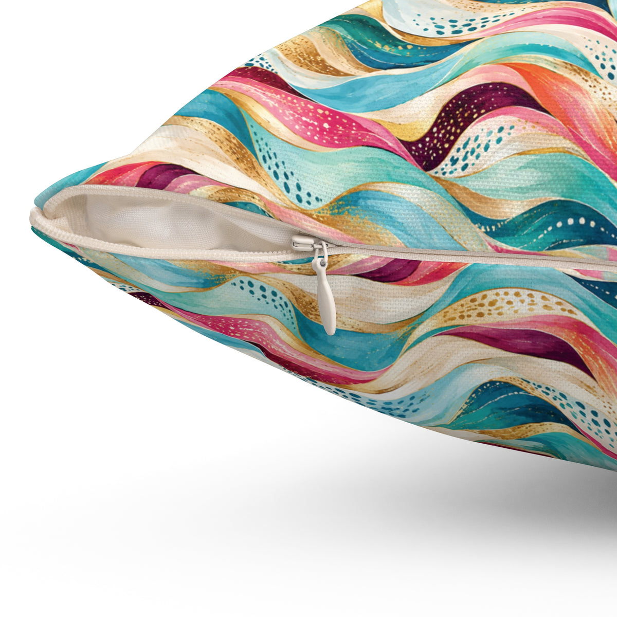 Colorful Abstract Wave Throw Pillow