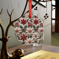 Charming 3D Knit Illusion Poinsettia Floral Ornament Festive Holiday Captivating Optical Illusion Perfect for Christmas Tree, Gift Acrylic with Ribbon Perfect Gift for Tree, Home, Holiday Keepsake Ideal for Tree Trimming - MRSBYVALLE