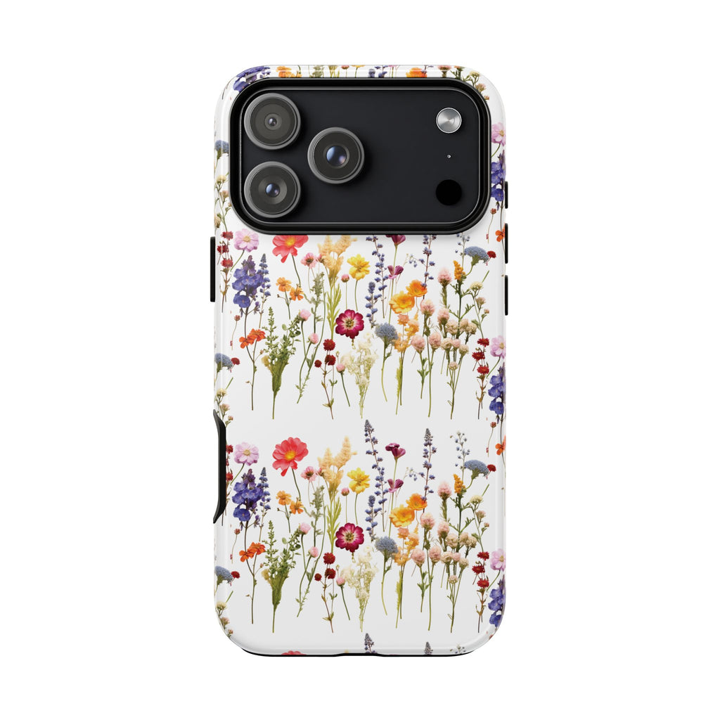 White Best Phone Case Press Flowers Floral 3D Illusion Luxury Tough Case Floral Elegant Durable Stylish for Modern Devices iPhone 17, 16, 15, Samsung iPhone Samsung Accessory Gift for Her