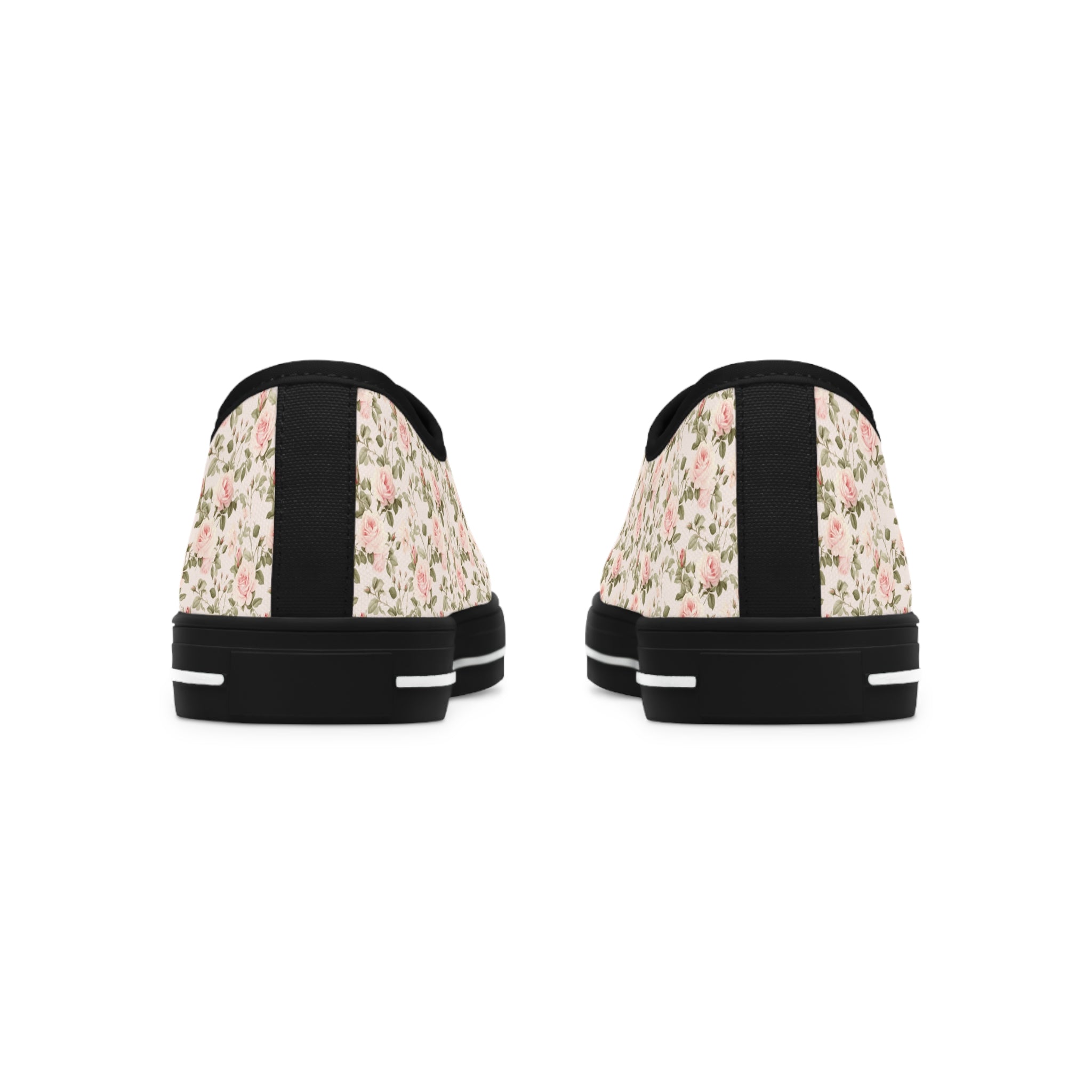 Pink Floral Women's Low Top Sneakers Breathable Polyester Canvas, Lightweight Stylish Floral Pastel Design, Comfortable All-Day Wear, Perfect for Walking and Everyday Activities - MRSBYVALLE