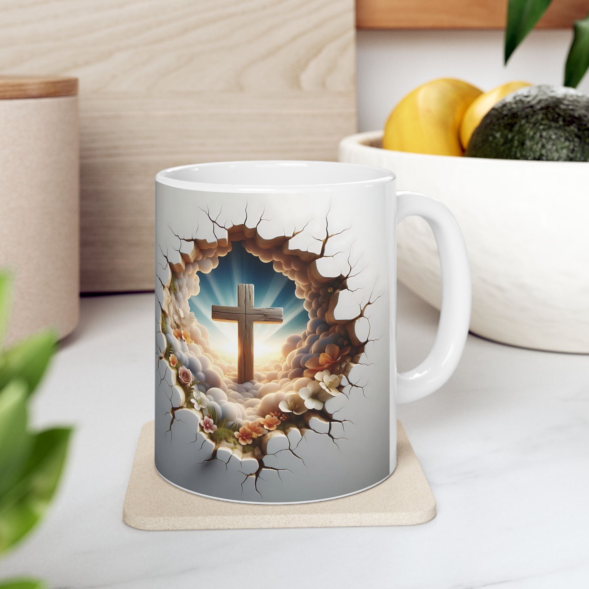 3D Cross Illusion Ceramic Mug – Elevate Your Sip with Spiritual Style, Available in 11oz & 15oz, Ideal for Coffee, Tea, or Hot Chocolate Moments That Inspire - MRSBYVALLE