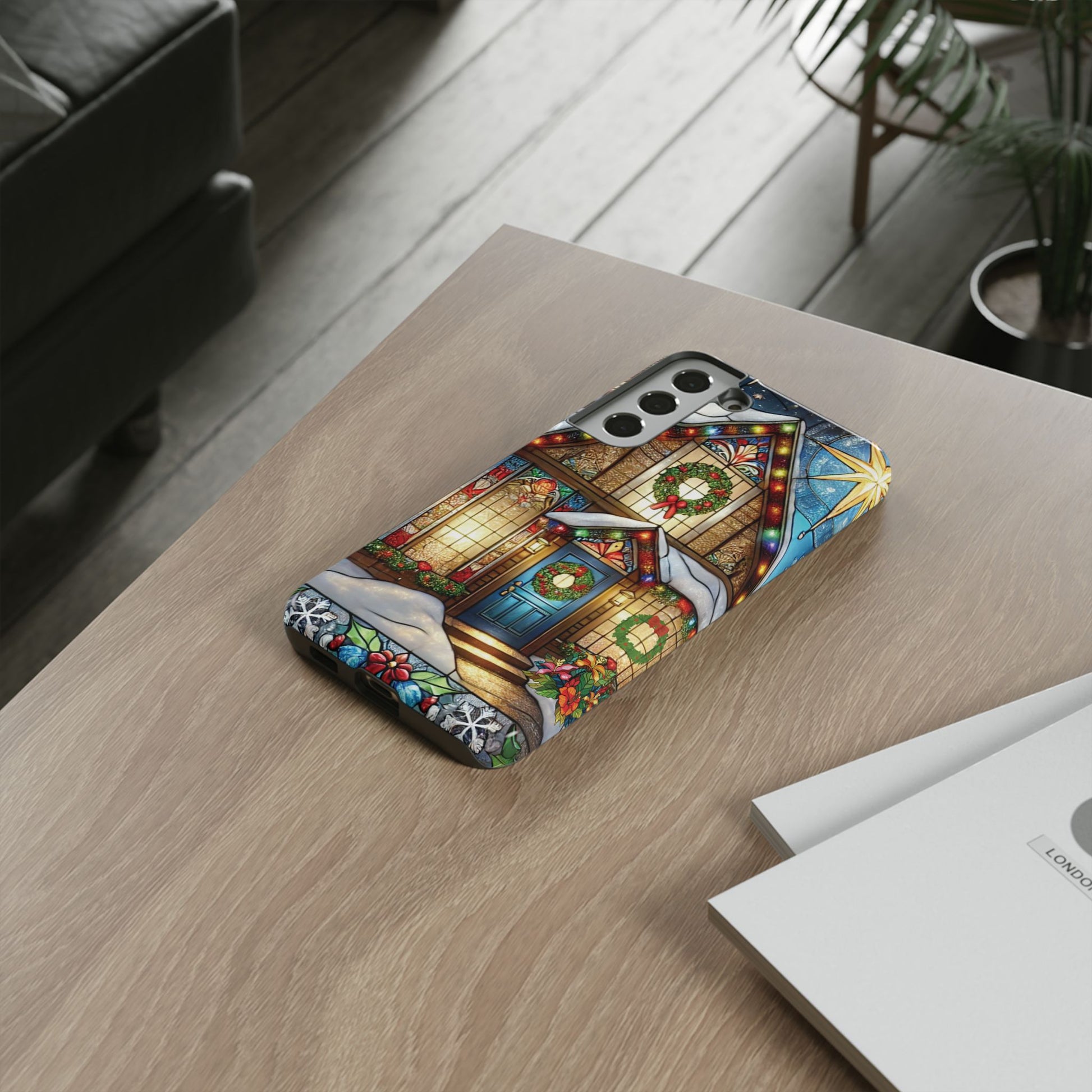 Stain Glass Christmas Phone Case Unique Holiday Protection for Your Device | Stylish & Durable Cover Gift for Her Phone 15, Samsung iPhone Samsung Accessory Gift for Her - MRSBYVALLE