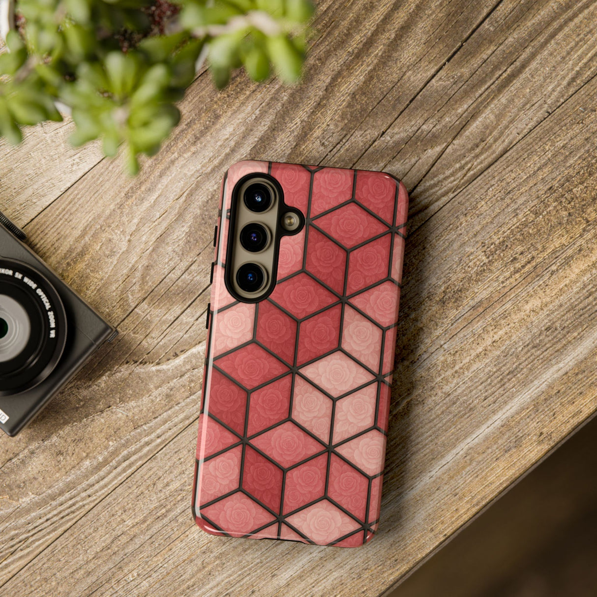 Geometric Stained Glass Illusion Phone Case Colorful Abstract Art, Aesthetic Protective Cover for iPhone, Samsung & Google, Unique Gift Idea Mom