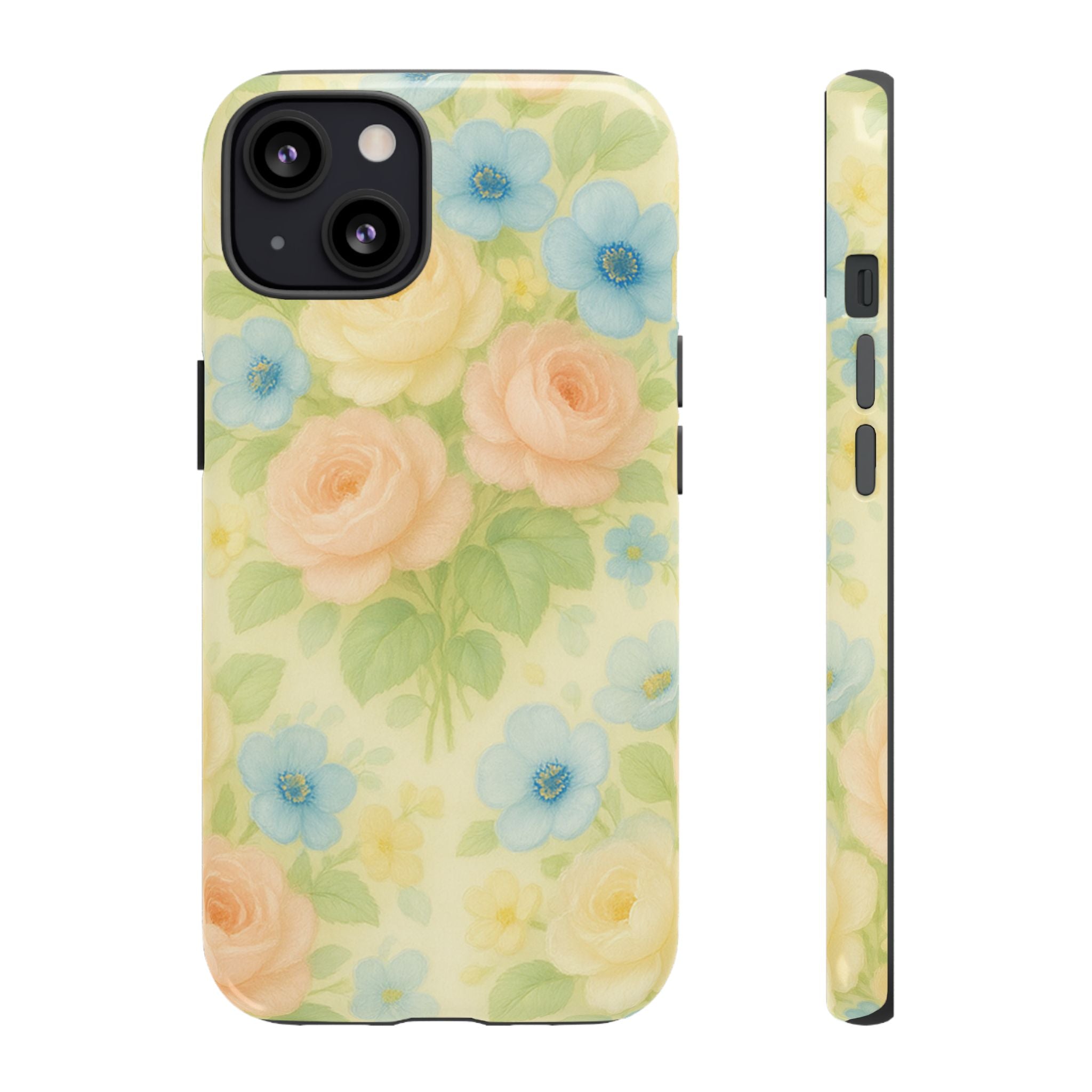 Pastel Yellow Vintage Floral Phone Case  Romantic Cottagecore Aesthetic, Soft Botanical Design, Protective Gift for Her, Fits iPhone & Samsung Models