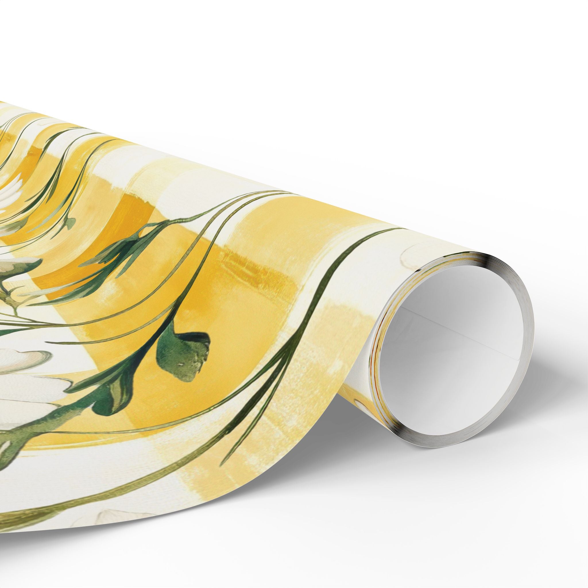 Daisy Checker Pastel Yellow Wrapping Paper — Spring Floral Gift Wrap