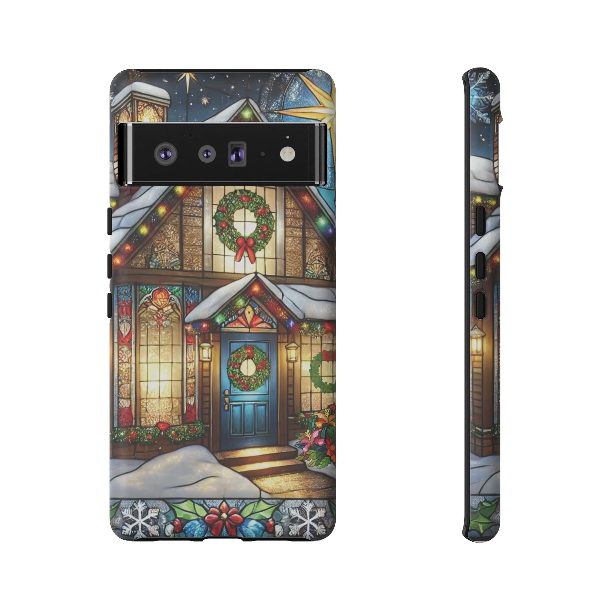 Stain Glass Christmas Phone Case Unique Holiday Protection for Your Device | Stylish & Durable Cover Gift for Her Phone 15, Samsung iPhone Samsung Accessory Gift for Her