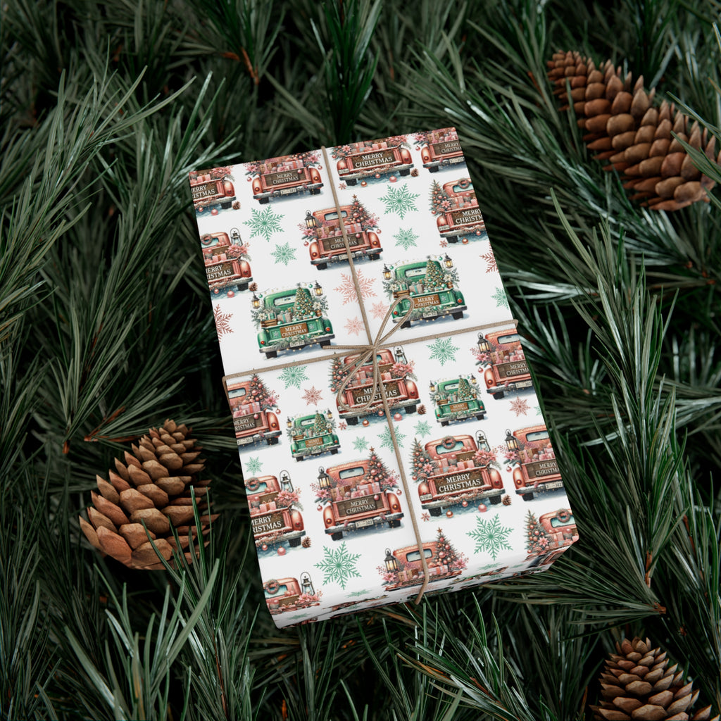 Charming Pink & Mint Green Christmas Pickup Gift Wrap Paper – Festive and Unique Holiday Wrapping, Perfect for Adding a Playful Touch to Your Gifts - MRSBYVALLE