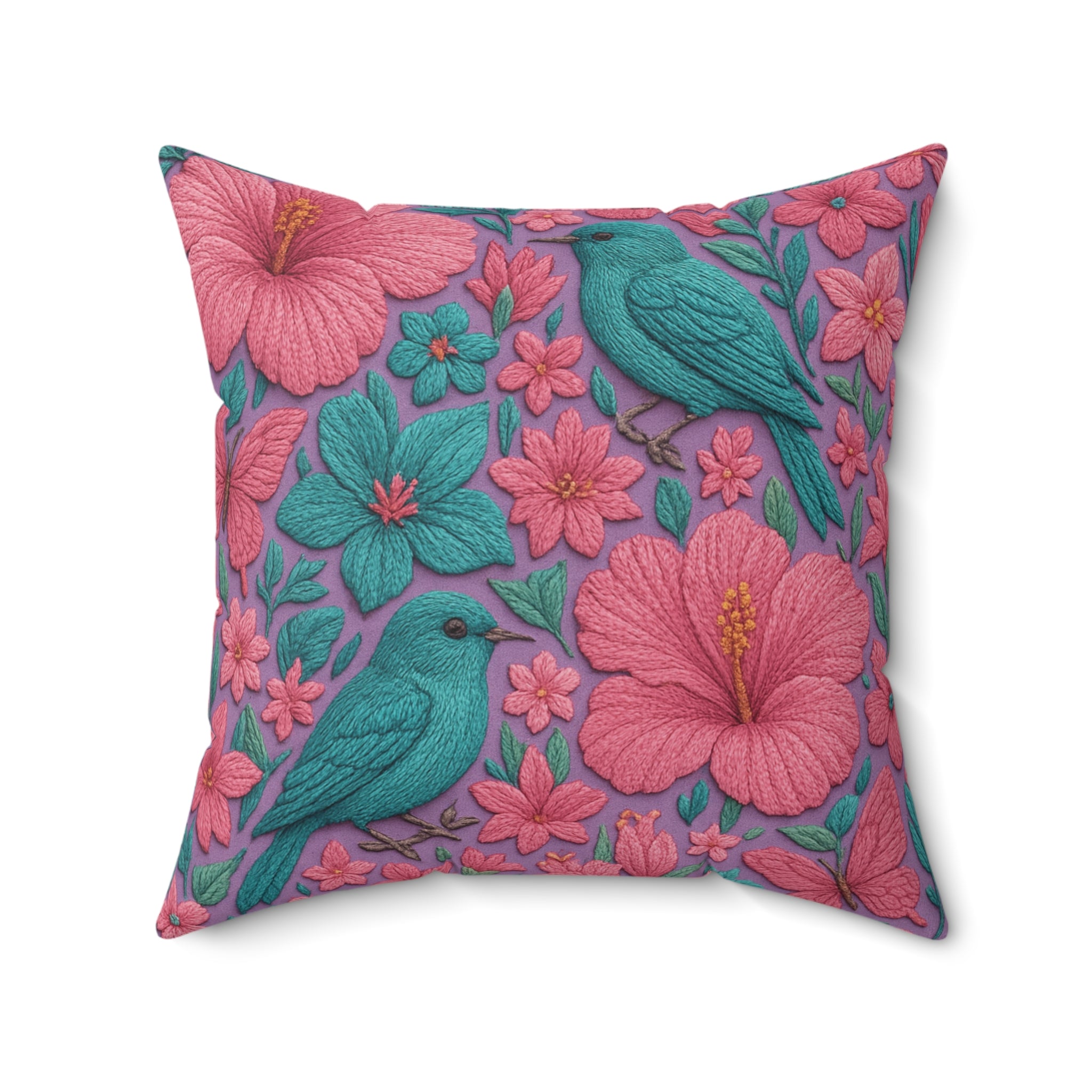 3D Illusion Floral & birds Pillow Square Decorative Throw Pillow, Cottagecore Aesthetic, Romantic Home Decor, Cozy Gift for Her, Double-Sided PrintBedroom, or Reading Nook