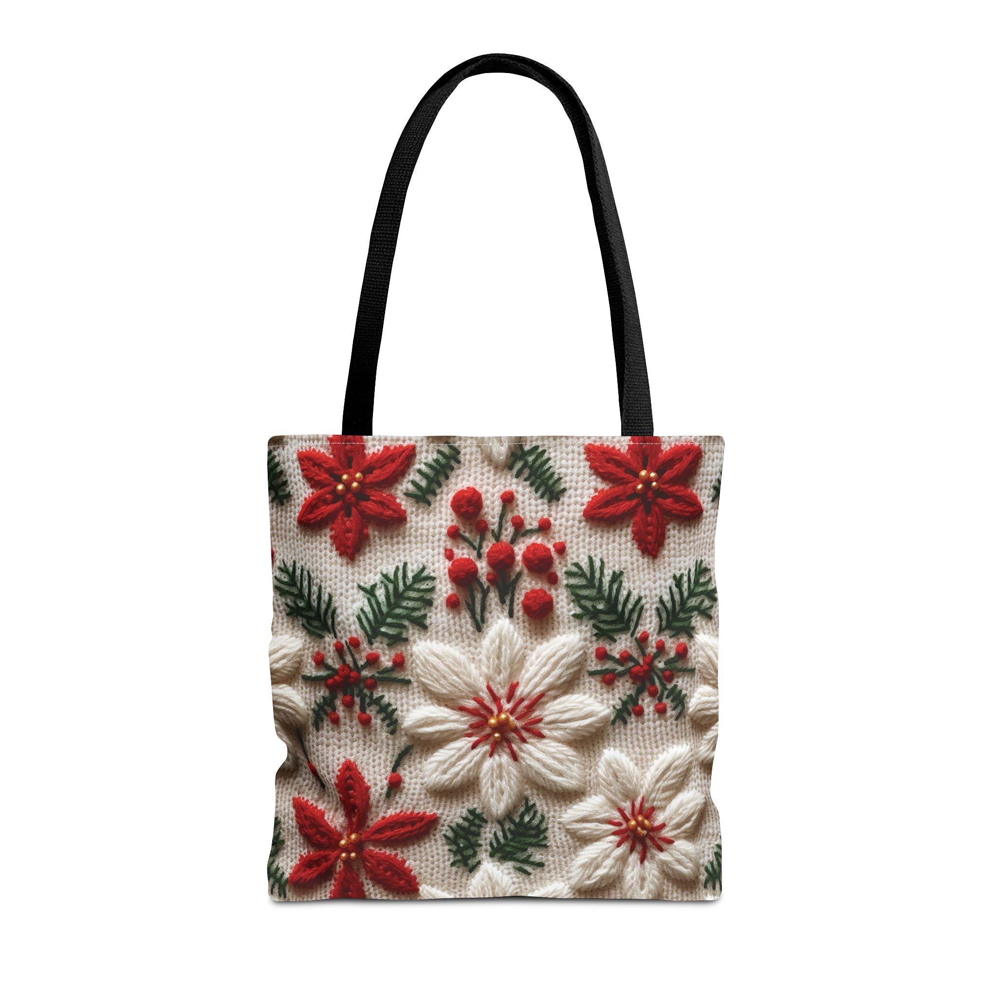Festive Poinsettia Christmas Tote Stylish Holiday Bag for Shopping, Gifts, and Everyday Use - Durable, Reusable, and Perfect for Spreading Cheer This Holiday Season - MRSBYVALLE