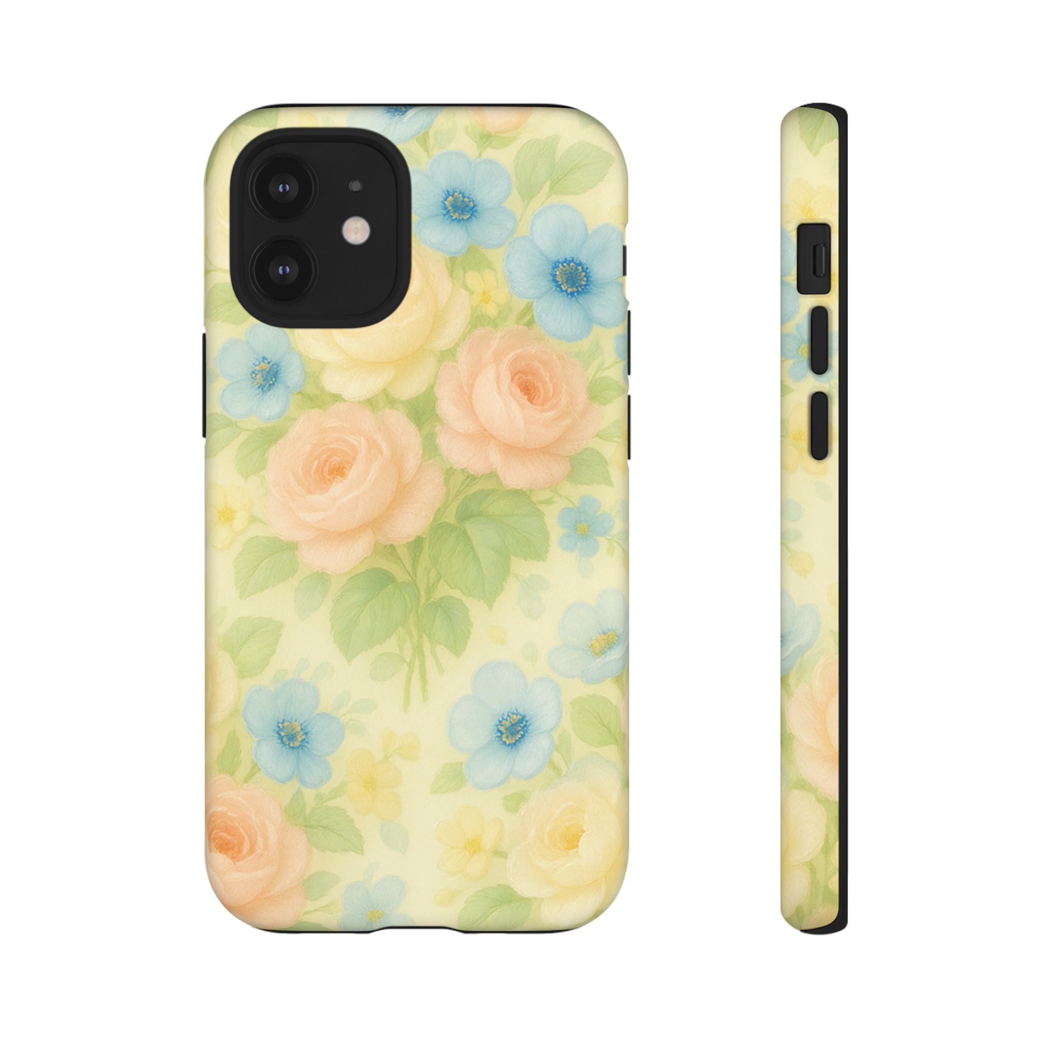Pastel Yellow Vintage Floral Phone Case  Romantic Cottagecore Aesthetic, Soft Botanical Design, Protective Gift for Her, Fits iPhone & Samsung Models