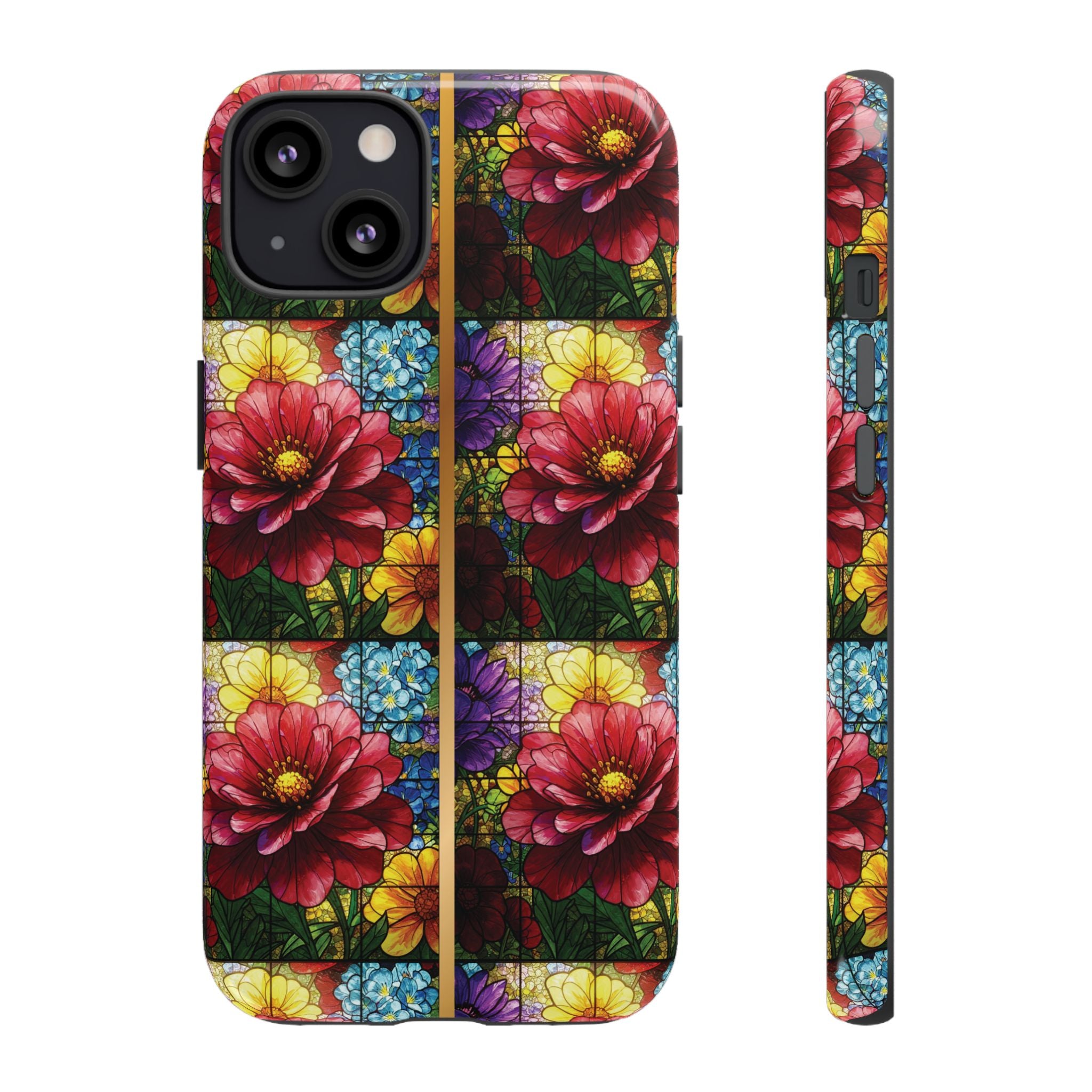 Stained Glass Illusion Floral Phone Case  3D Colorful Flower Design, Protective Christian Gift, Fits iPhone, Samsung, Google Pixel