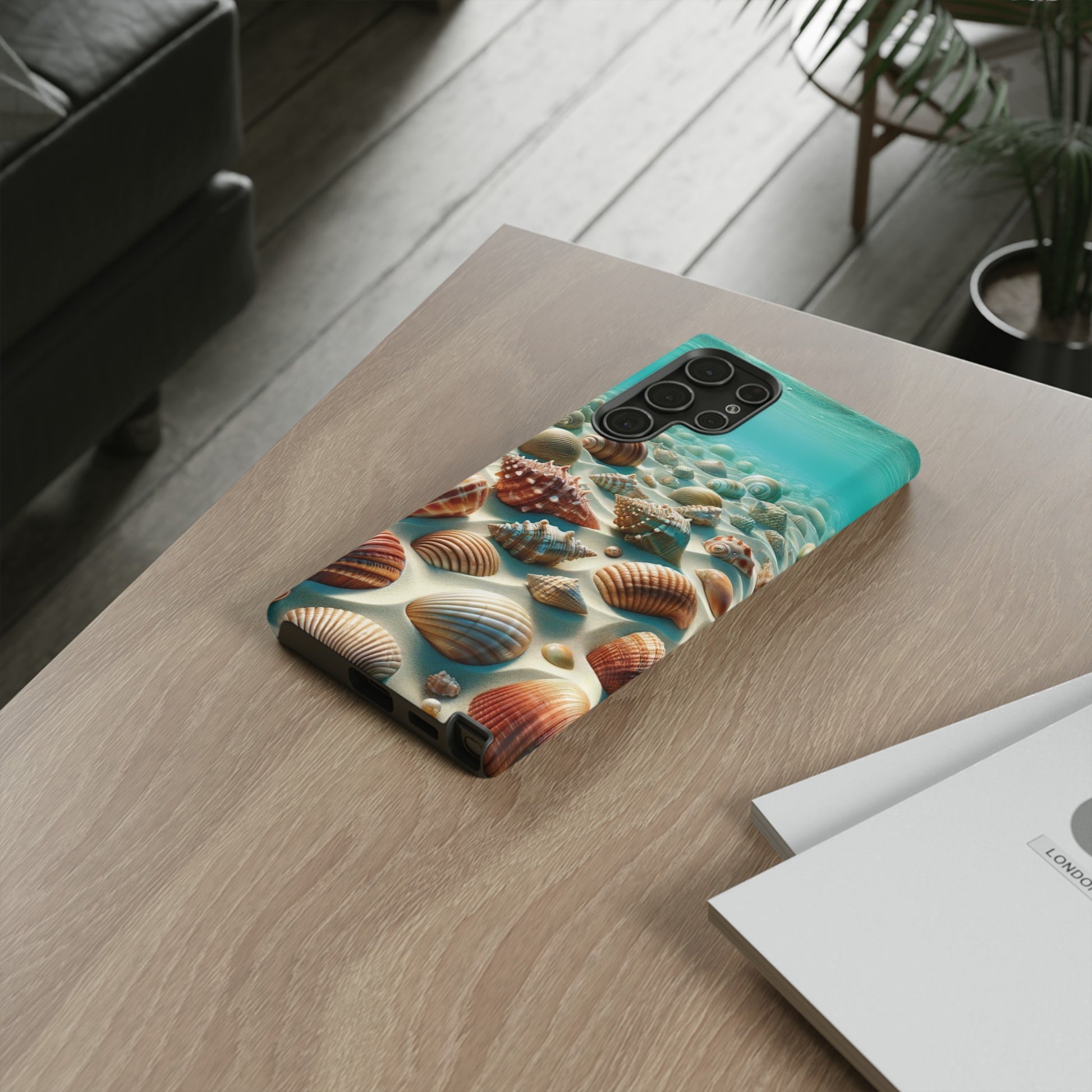 Plush Ocean Bliss Turquoise Seashell Ocean Beach View Protective Phone Case Gift for Her Phone 15, Samsung iPhone Samsung Gift for Her Case iPhone 15, Samsung iPhone Samsung Accessory Gift for Her.