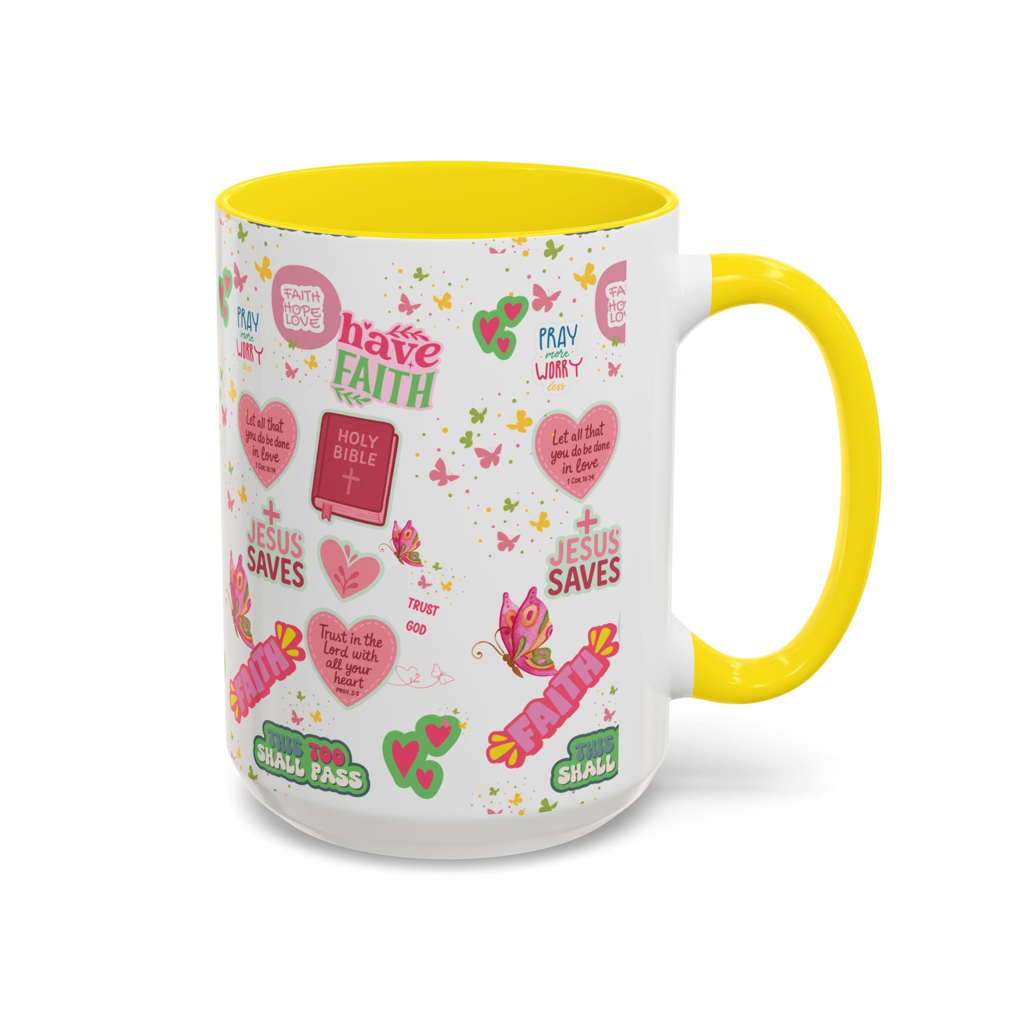 Commencez votre journée avec la foi | Mug chrétien avec verset biblique | Cadeau inspirant pour chrétiens | Mug à café en céramique 325 ml et 443 ml Matins de printemps douillets