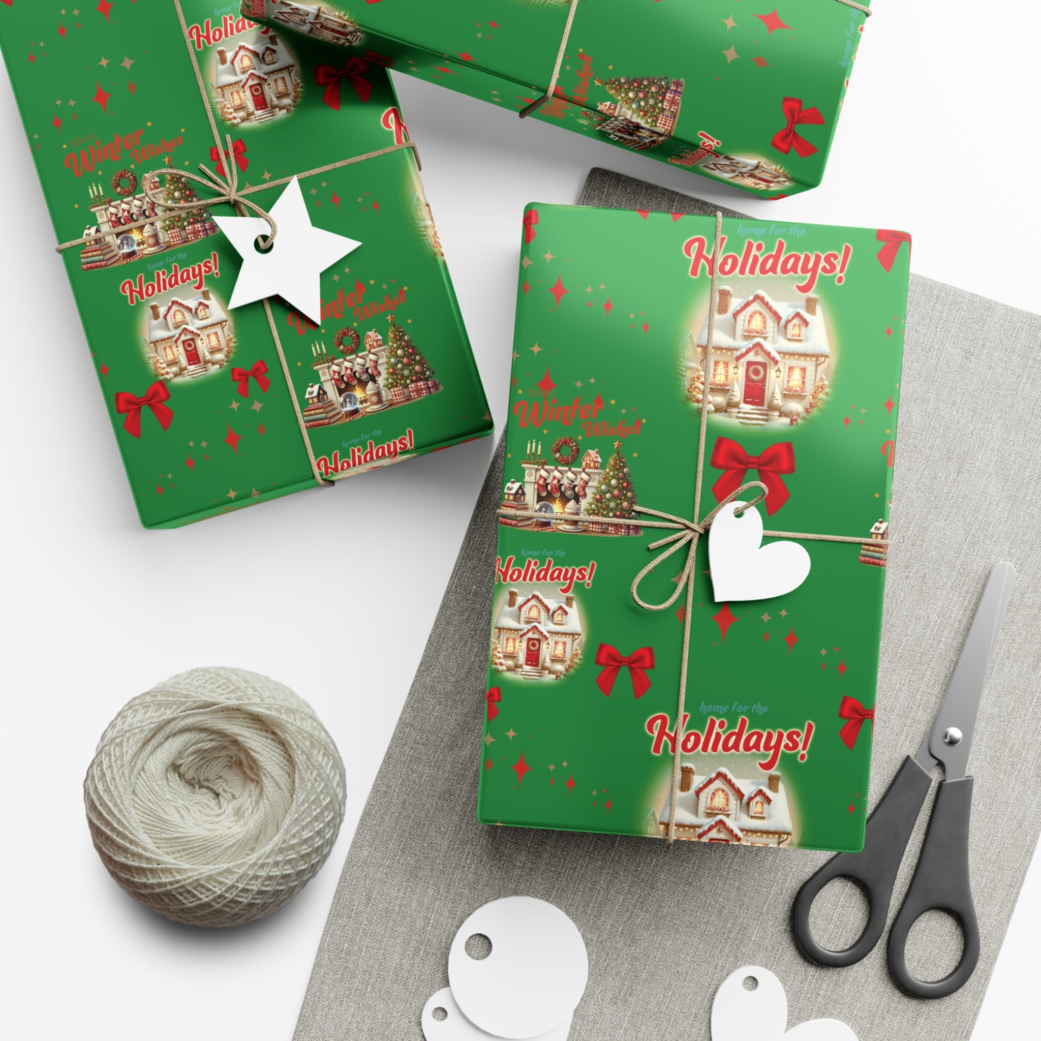 Retro Christmas Scenes Wrapping Paper - Forest Green Holiday Gift Wrap with Vintage Vibes, Perfect for Festive Presents, Nostalgic Holiday Decor, and Gift Wrapping Premium Quality - MRSBYVALLE