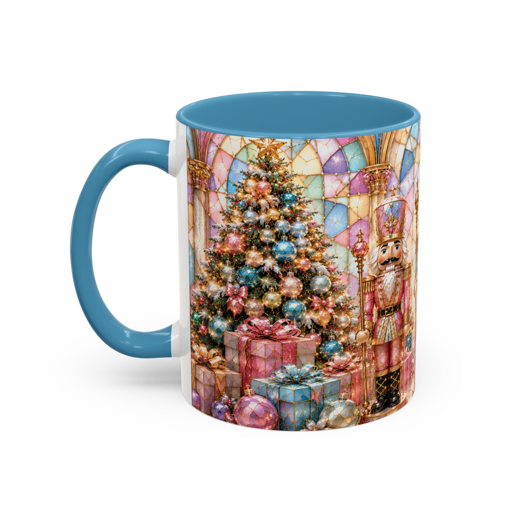 Nutcracker Christmas Coffee Mug – Festive Stained-Glass Holiday Accent Cup (11/15oz) Gift for Her