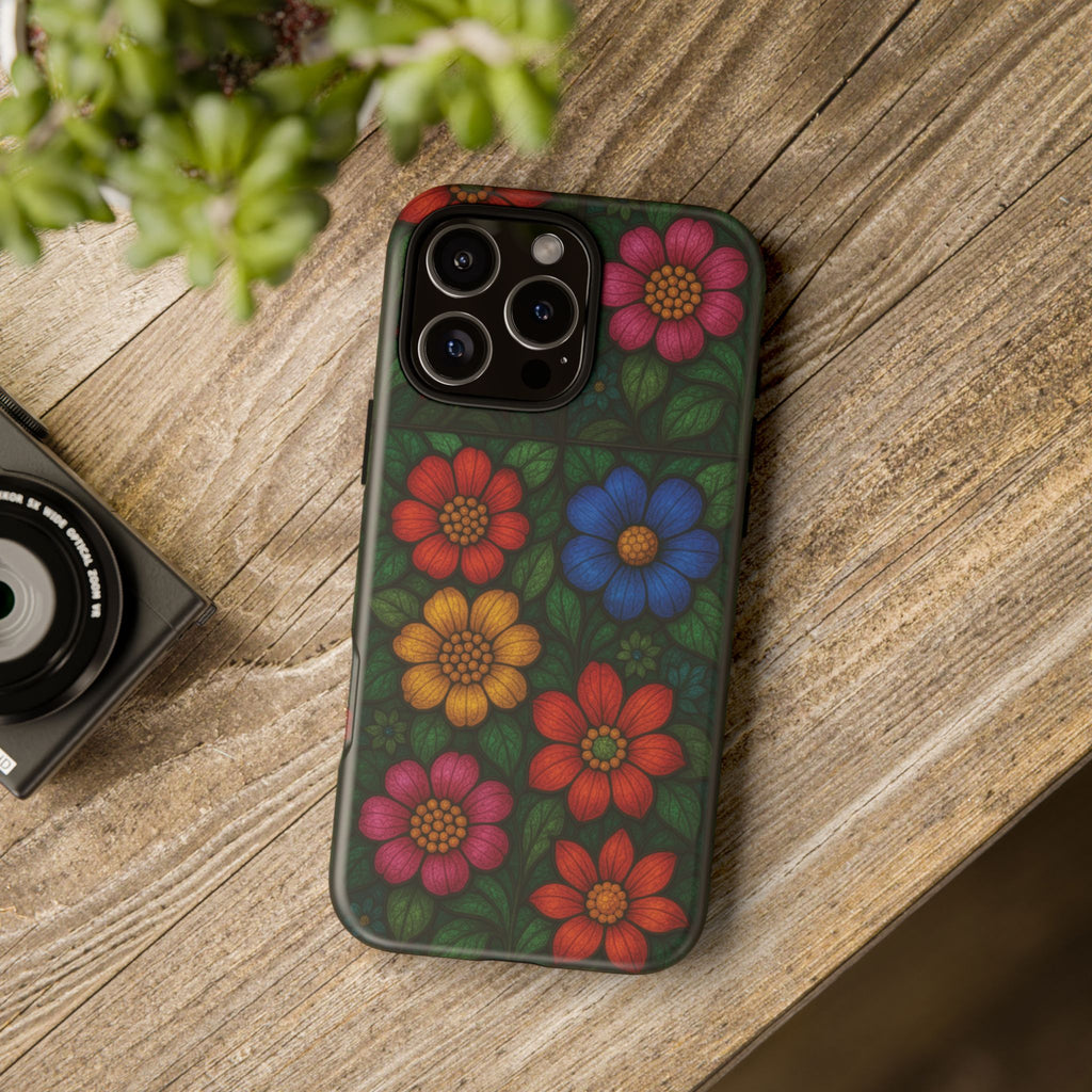 Coque de téléphone effet vitrail floral lumineux Art abstrait coloré, Étui de protection esthétique pour iPhone, Samsung et Google, Idée cadeau unique pour maman