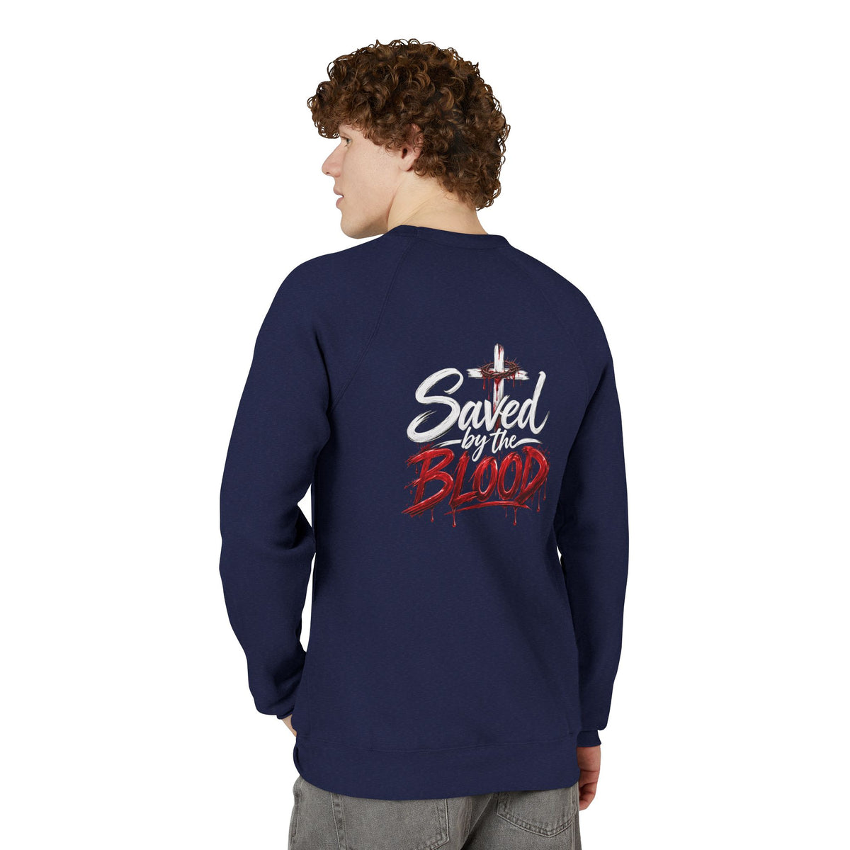 Saved by the Blood Sweatshirt — Christian Cross Faith Crewneck