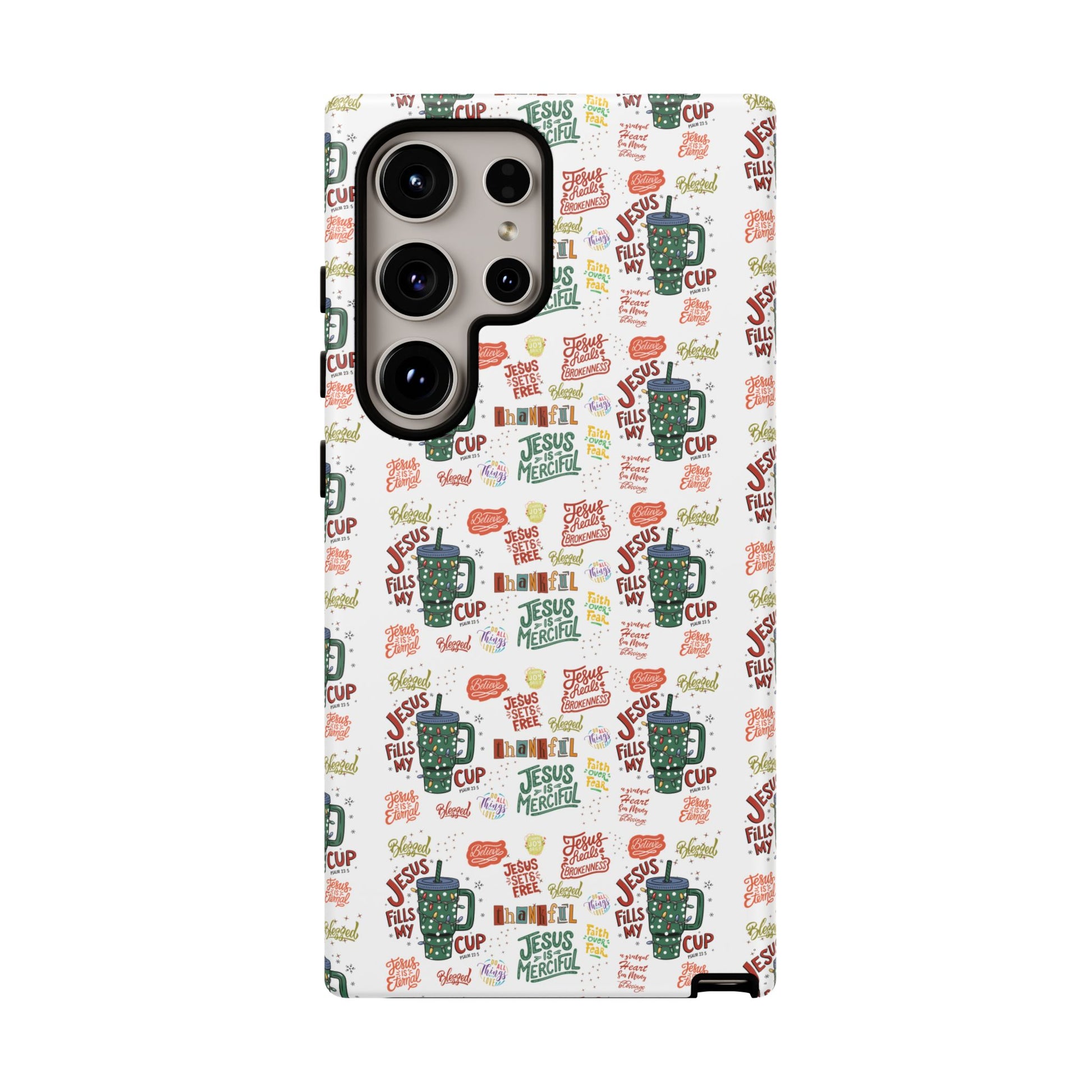 Jesus Fill My Cup Phone Case Cute Floral Design in Red, Pink, Blue – Aesthetic Protective Case for iPhone and  Android