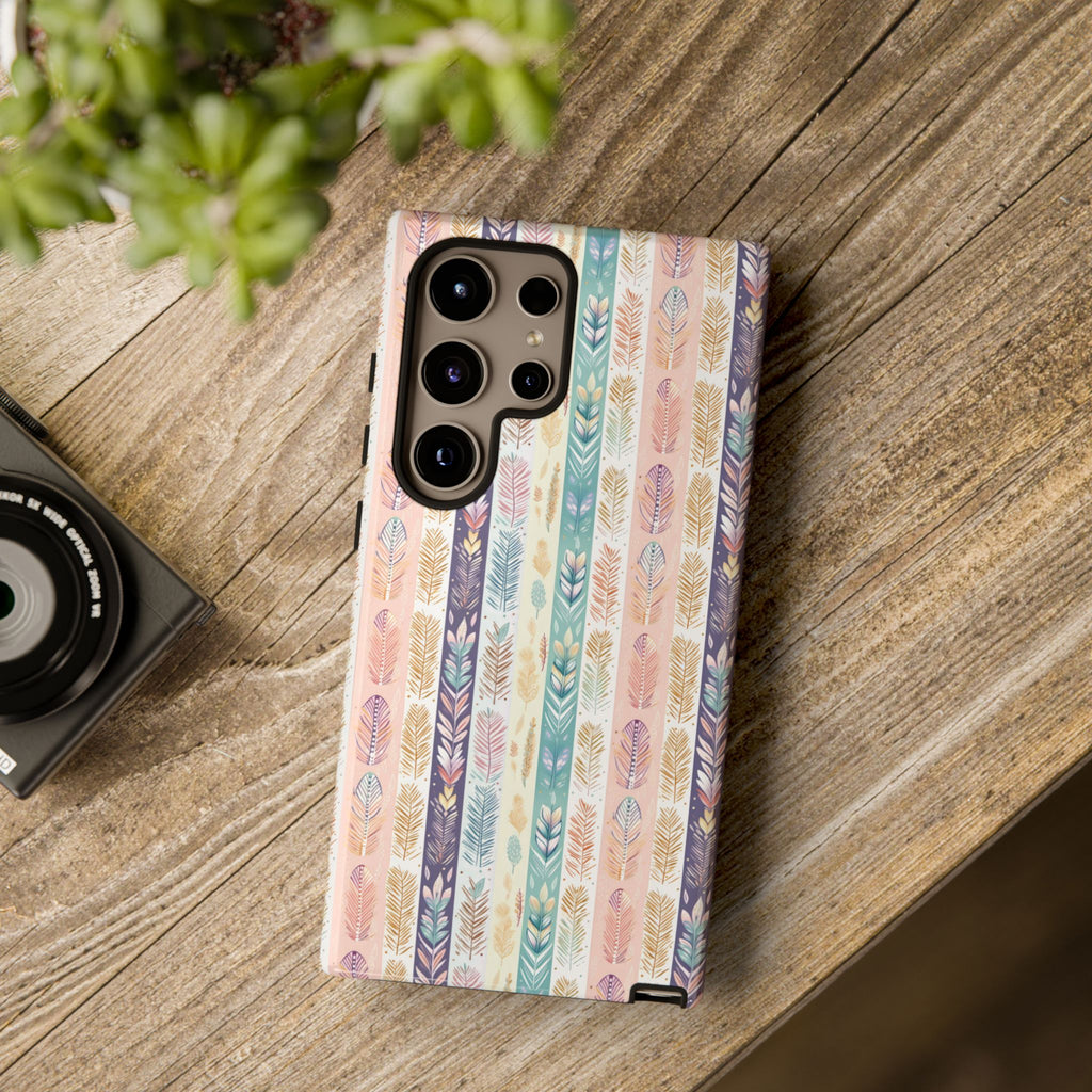 Coque de téléphone abstraite moderne aquarelle Plumes pastel bohème compatible avec iPhone, Samsung et plus - Protection élégante et durable avec un design artistique éclatant, cadeau parfait pour elle