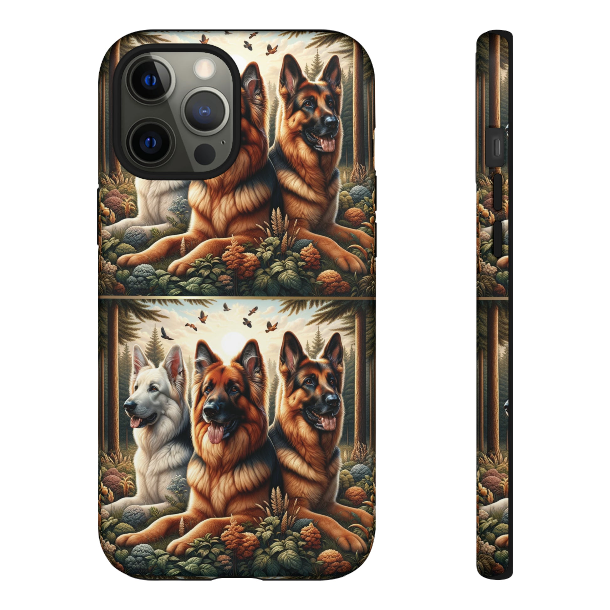 German Shepherd Phone Tough Case Floral Elegant Durable Dog Lover Devices iPhone 15, Samsung iPhone Samsung Accessory Gift for Her.