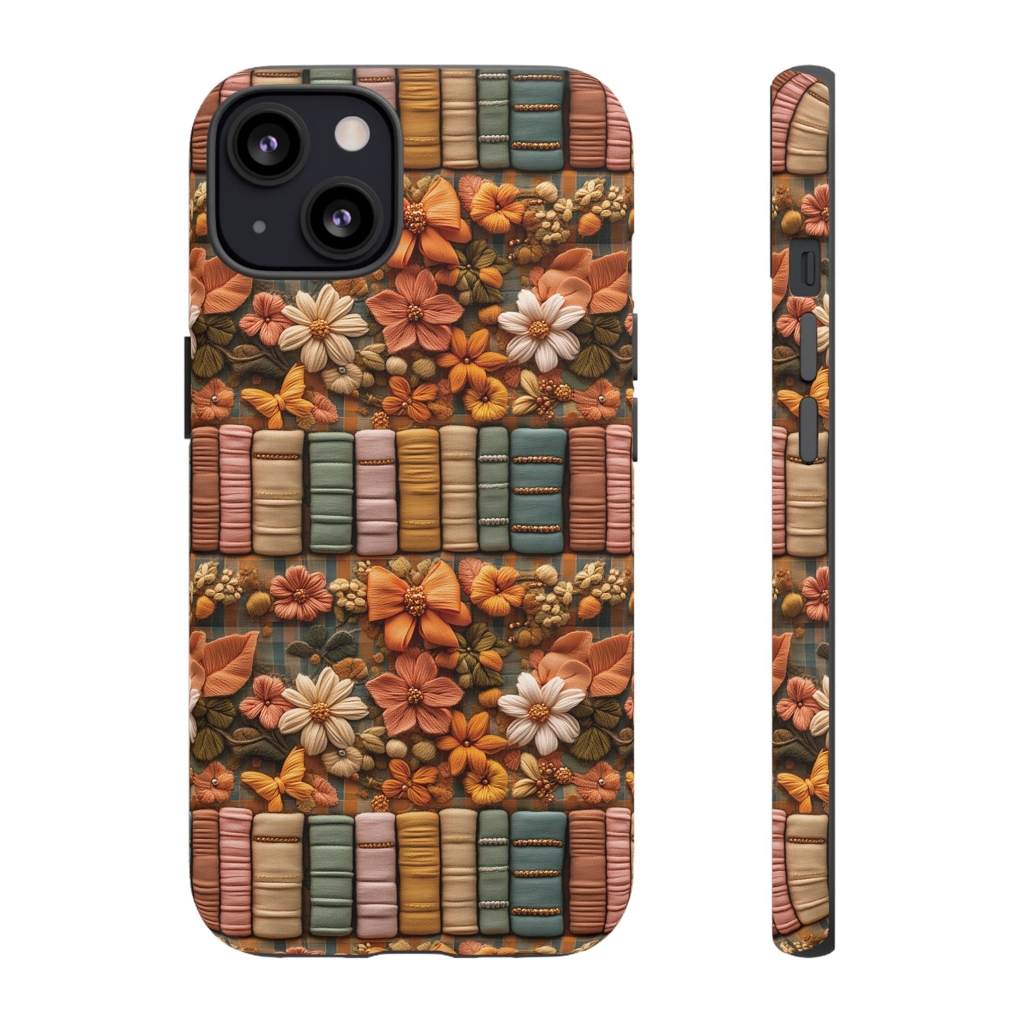 3D Illusion Boho Floral and Books Phone Case Gift for Her Phone 15, Samsung iPhone Samsung Gift for Her Case iPhone 15, Samsung iPhone Samsung Accessory Gift for Her