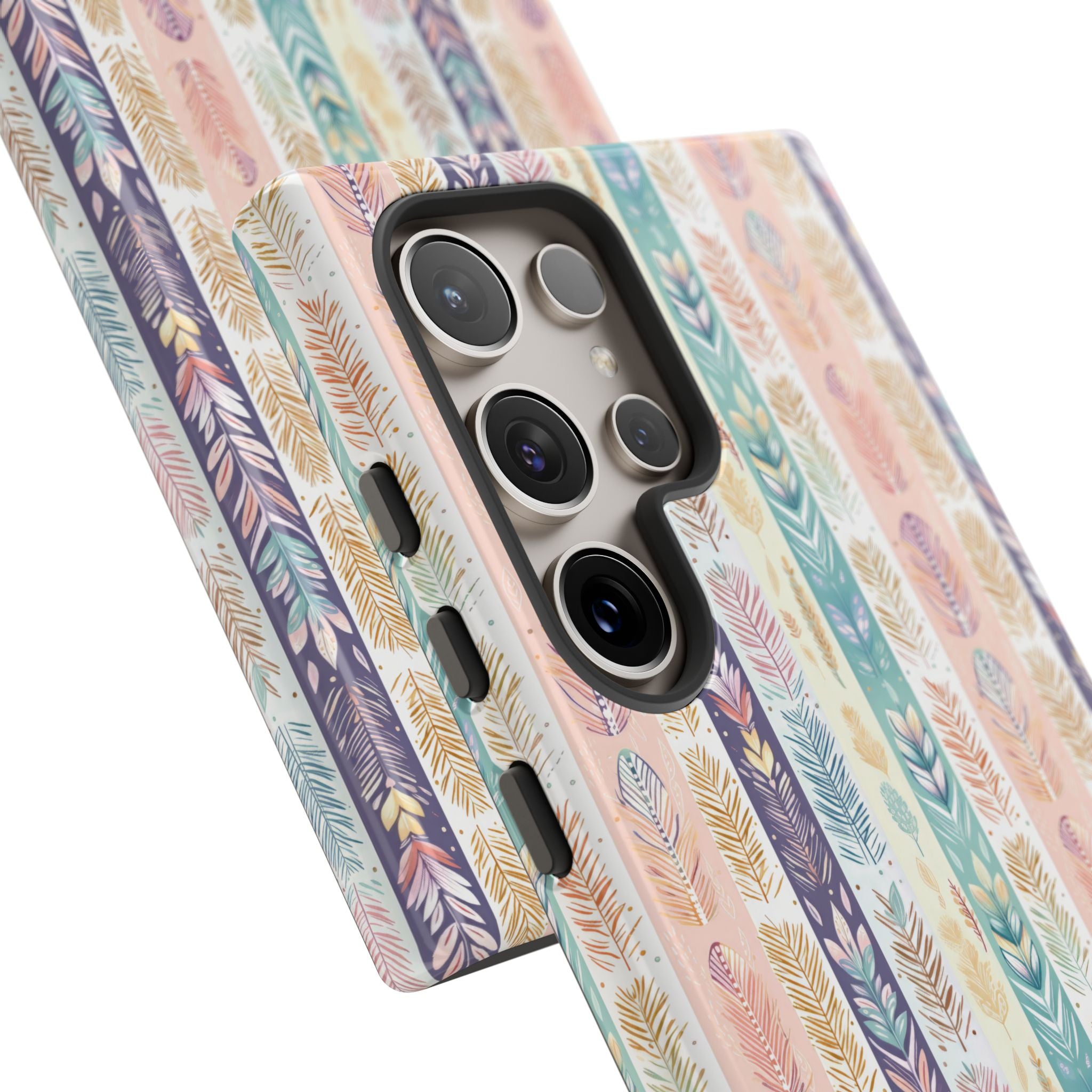 Coque de téléphone abstraite moderne aquarelle Plumes pastel bohème compatible avec iPhone, Samsung et plus - Protection élégante et durable avec un design artistique éclatant, cadeau parfait pour elle