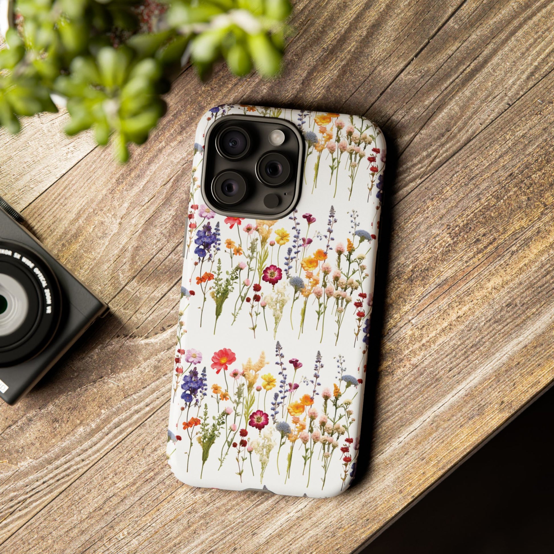White Best Phone Case Press Flowers Floral 3D Illusion Luxury Tough Case Floral Elegant Durable Stylish for Modern Devices iPhone 17, 16, 15, Samsung iPhone Samsung Accessory Gift for Her
