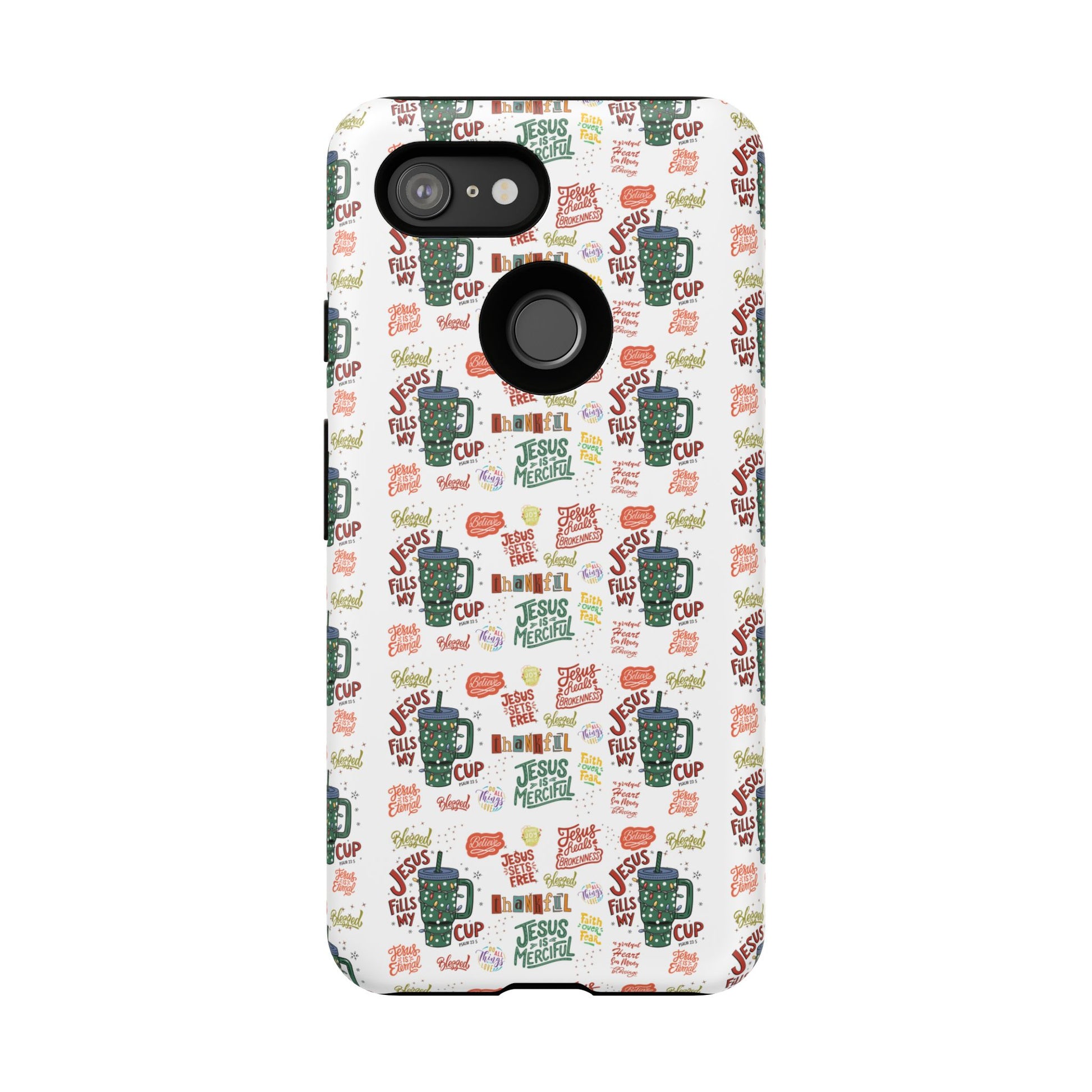 Jesus Fill My Cup Phone Case Cute Floral Design in Red, Pink, Blue – Aesthetic Protective Case for iPhone and  Android