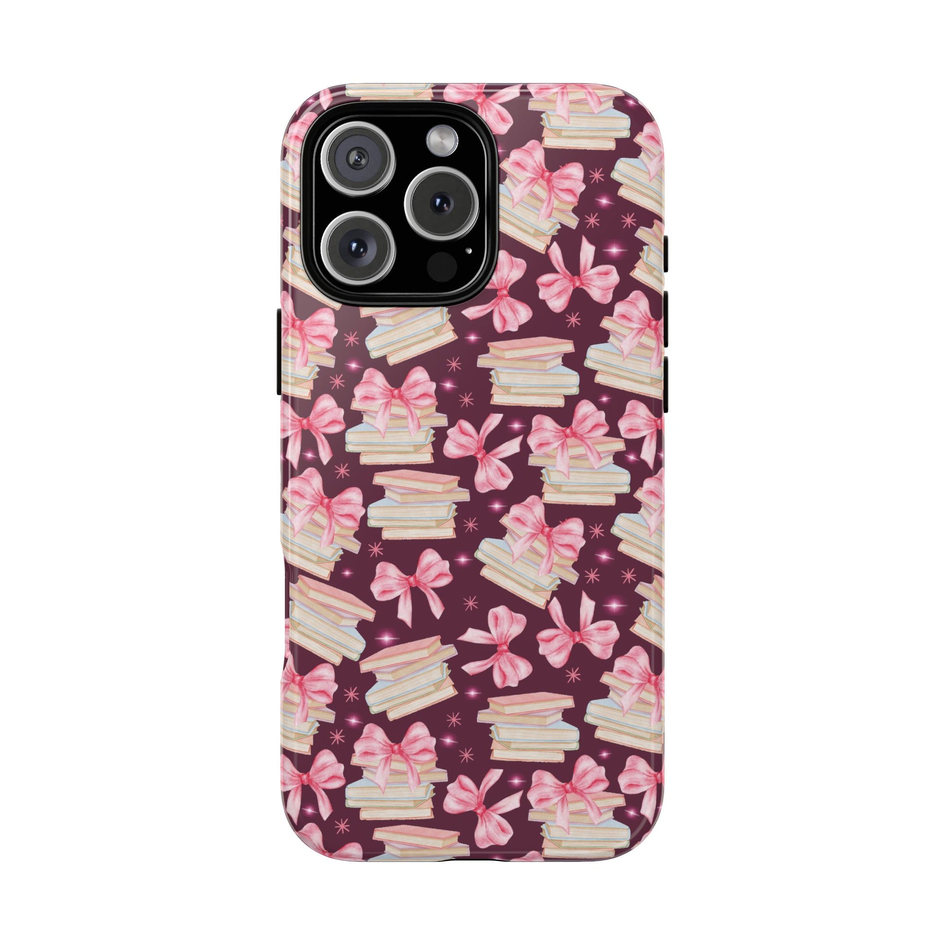 Coquette Pink Bows & Books Phone Case for iPhone 16 15 14 13 12  21 23 Samsung, and Pixel | Stylish Protective Cover Gift for Her Perfect for Floral Lover