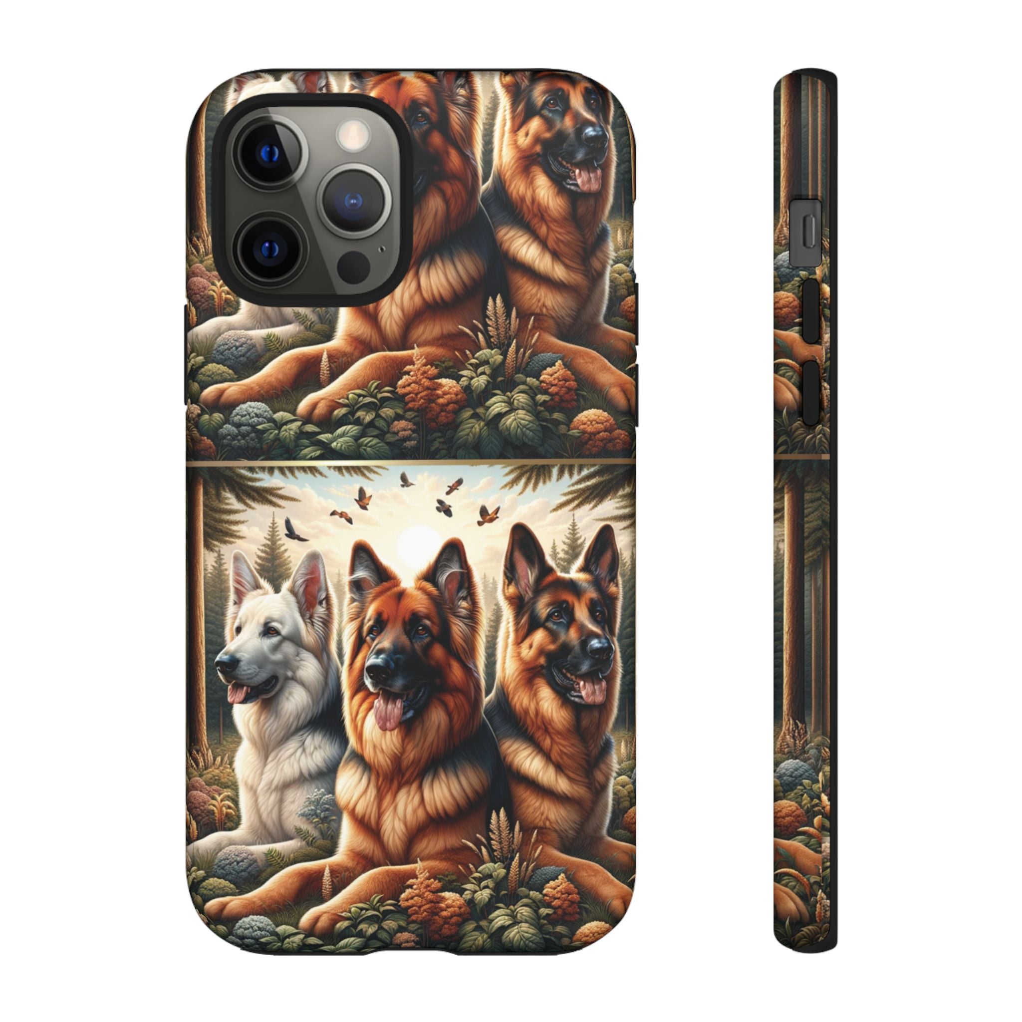 German Shepherd Phone Tough Case Floral Elegant Durable Dog Lover Devices iPhone 15, Samsung iPhone Samsung Accessory Gift for Her