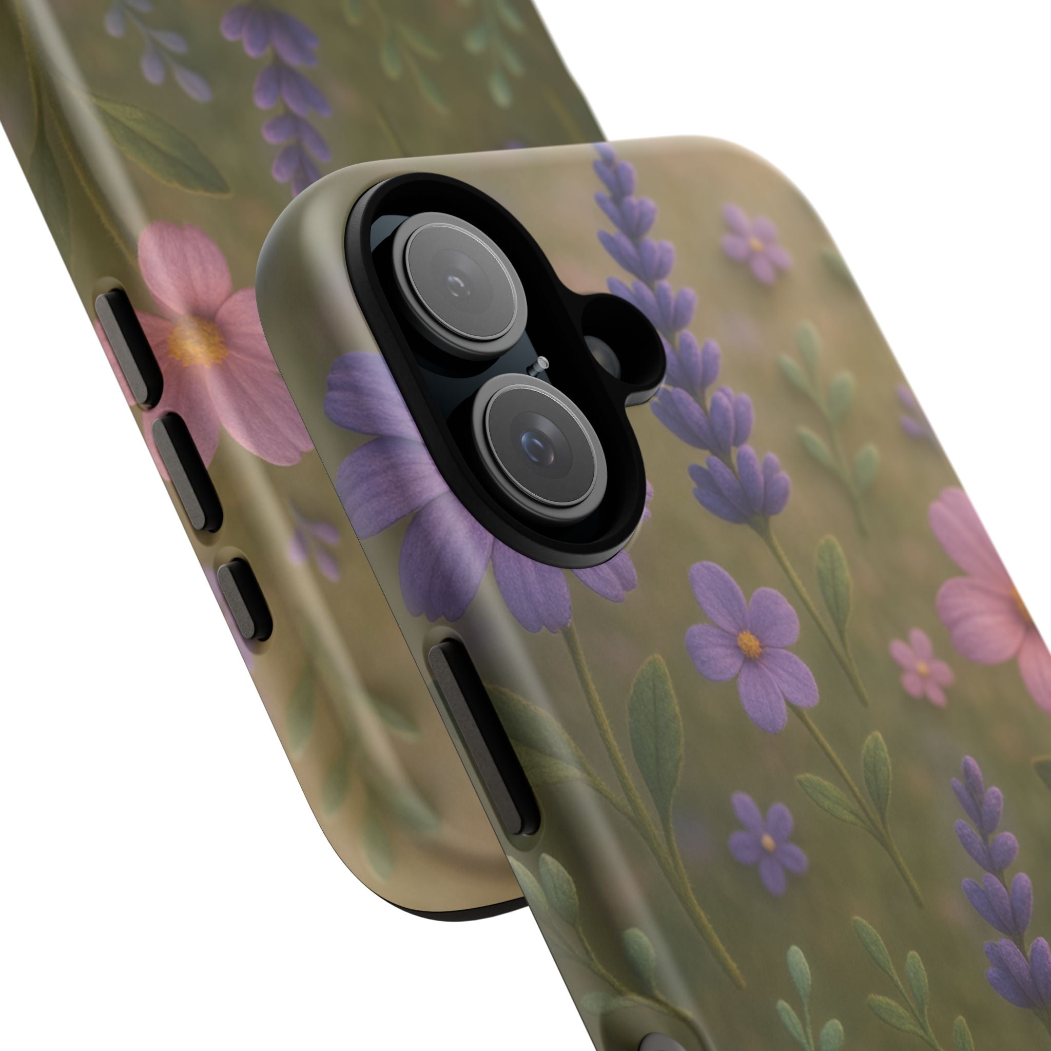 Pastel Flowers 3D Illusion Wildflower Phone Case Cute Pastel Floral Design in Lavender, Pink, Mint Green Aesthetic Protective Case for iPhone and  Android