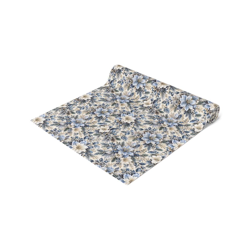 Icy Blue Floral Table Runner