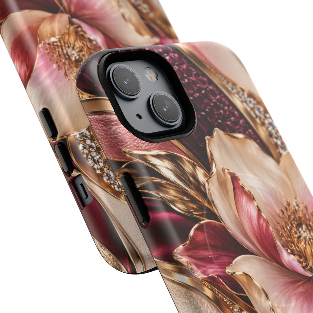 Magnetic Tough Phone Case — Vintage Rose Floral Armor
