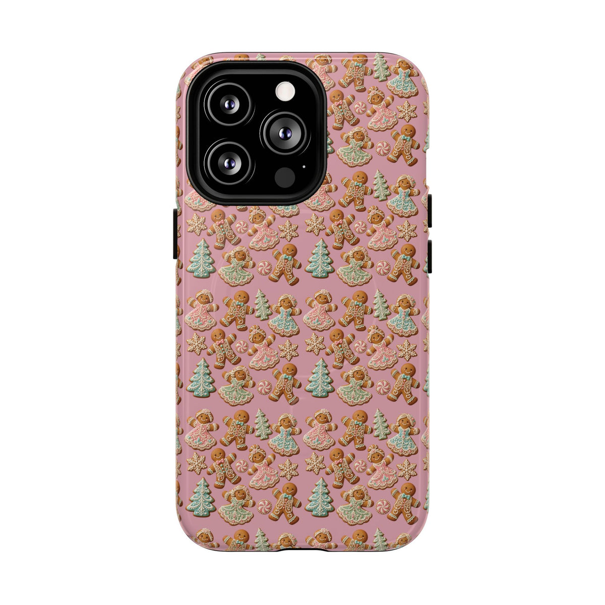 Phone Case — Pink Gingerbread Cookies Pattern Tough Magnetic Case