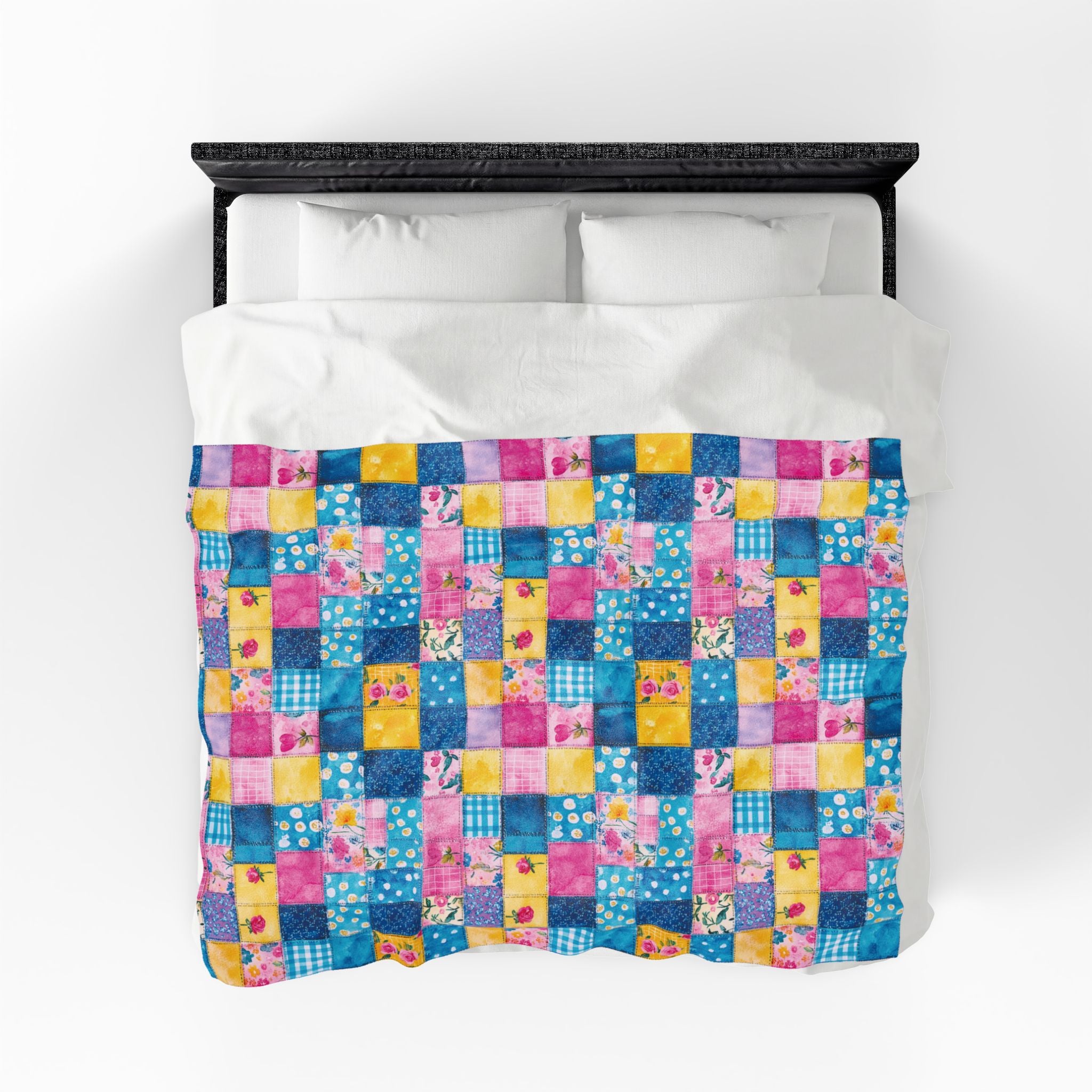 Pastel Patchwork Illusion Velveteen Plush Blanket Gift