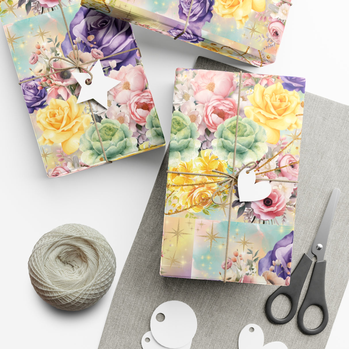 Pastel Floral Wrapping Paper | Vibrant Seasonal Blooms | Perfect for Birthdays, Special Occasions | Premium Quality Gifts Moms Weddings