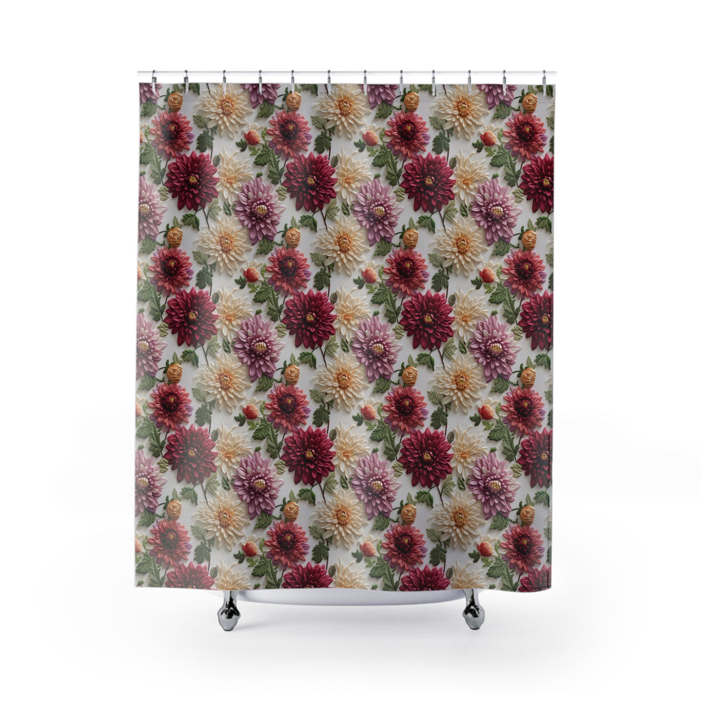 Elegant Fall Floral Shower Curtain | Autumn-Inspired Bathroom Decor High-Quality Fabric | 71x74 Inches | Vibrant Design for a Stylish Upgrade the Bathroom